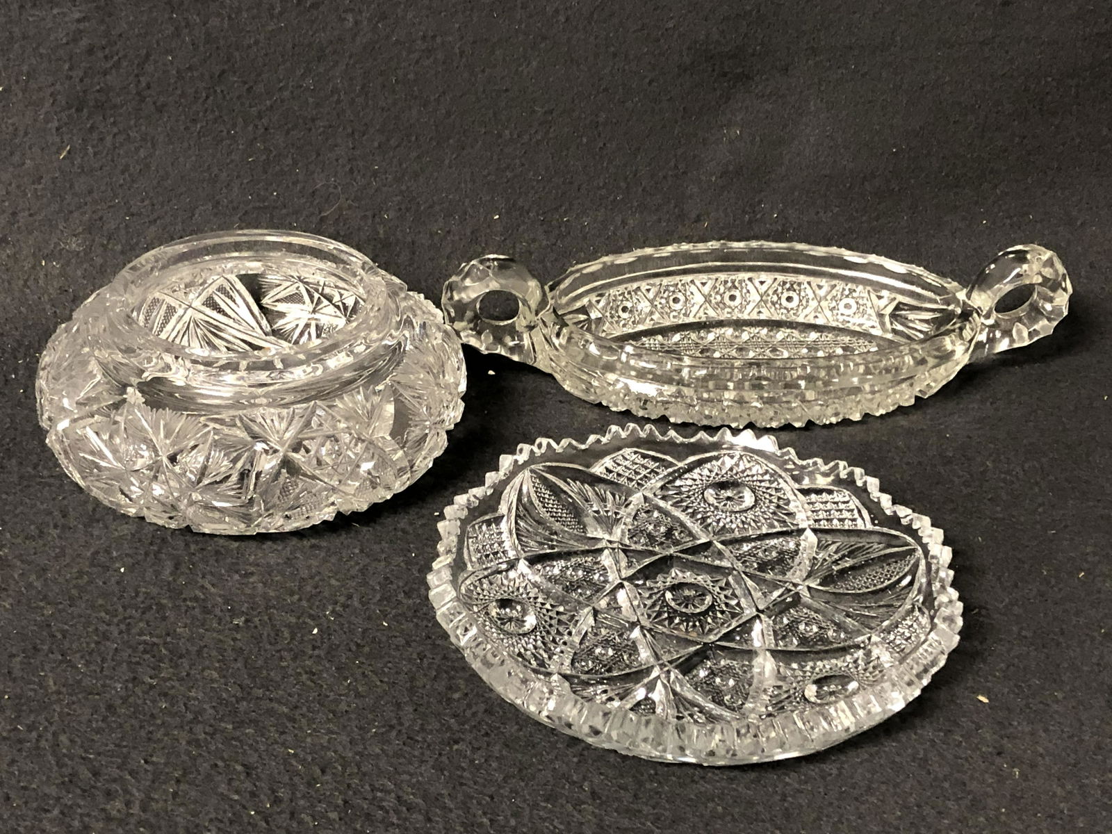 (3)American Brilliant Cut Glass Pieces - 9'' x 3.75'' (1 of 7)