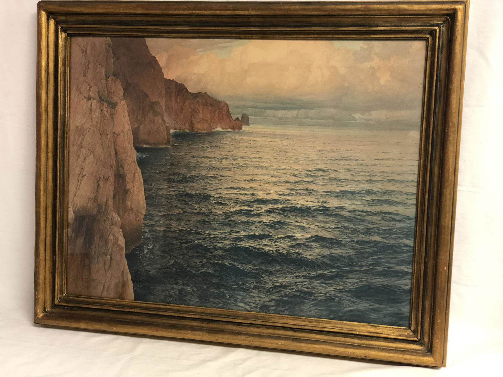 Karl Bohme Ca.1900 Seascape Print - Framed 26'' x (1 of 5)