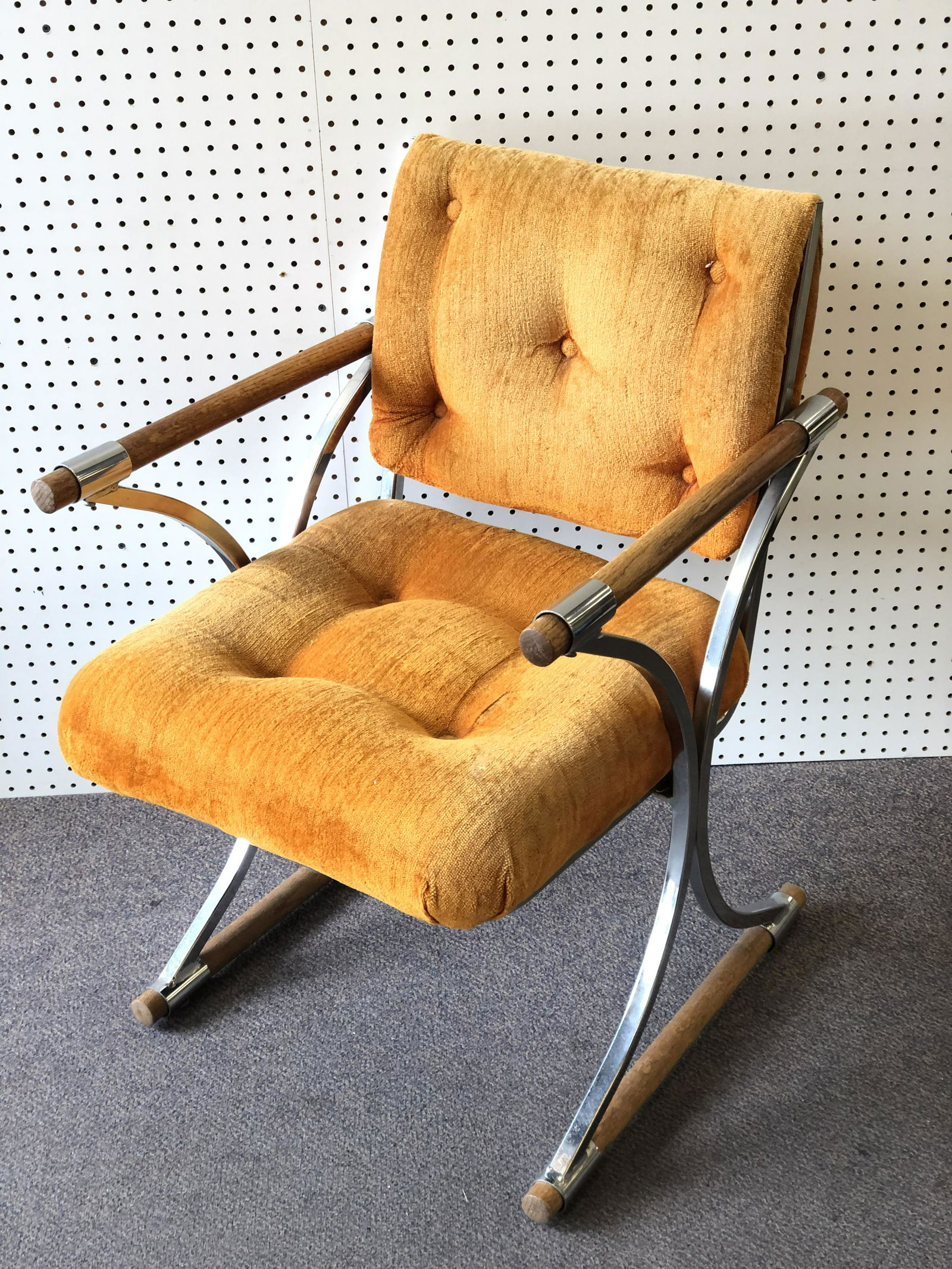 MCM Upholstered Chrome Base Armchair - 21'' x 21'' x (1 of 3)