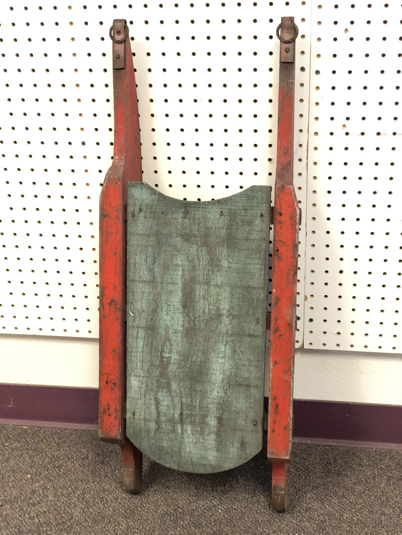 Vintage Wooden Snow Sled Painted (1 of 3)