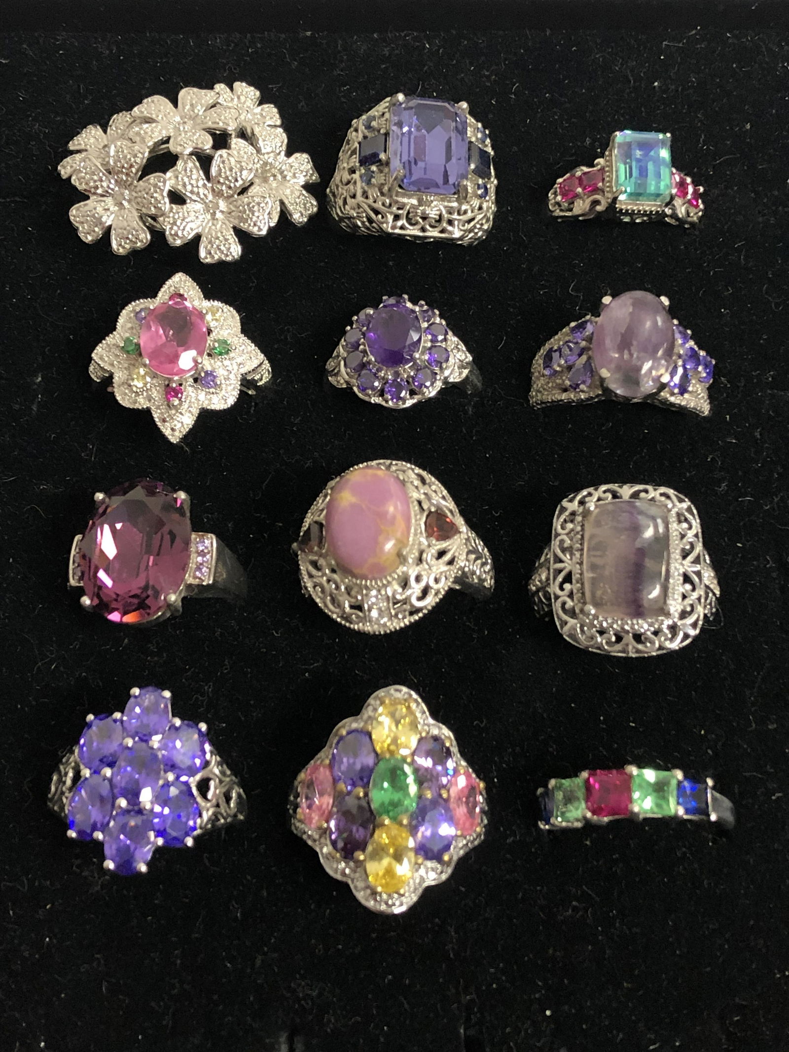 (12)KARIS Designer Rings w/ Various Stones - Amethyst, (1 of 3)