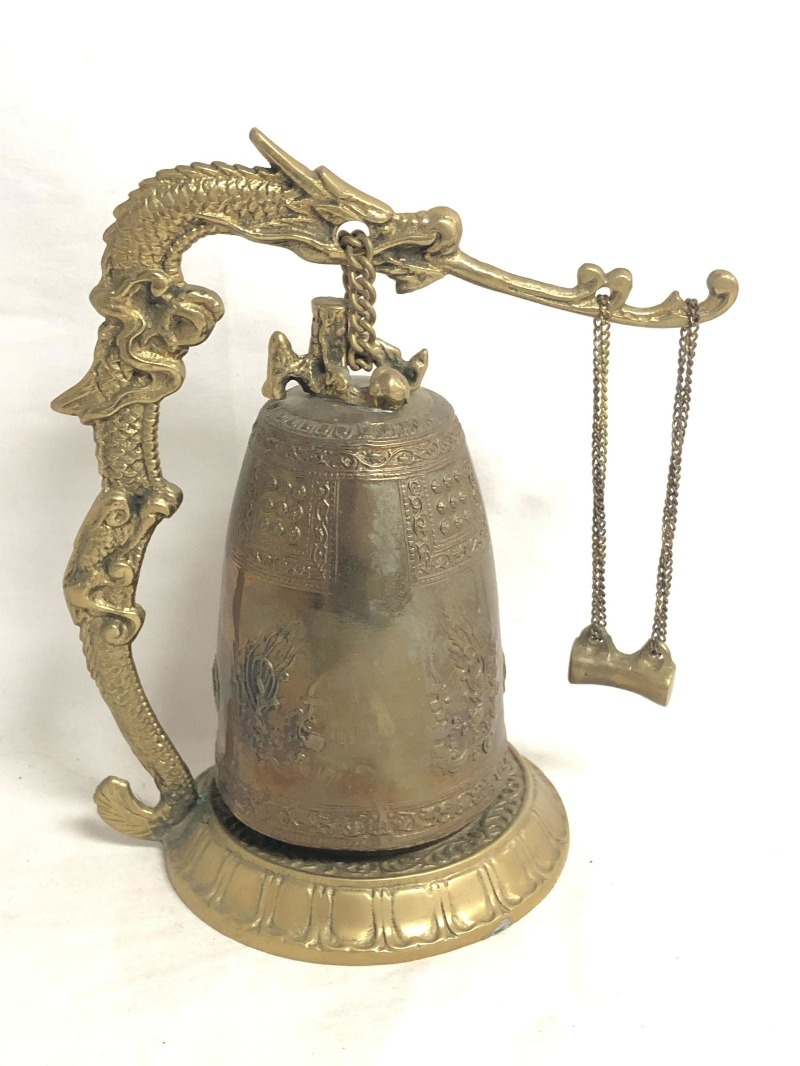 Brass Asian Style Dragon Bell, 8'' x 8'' (1 of 5)