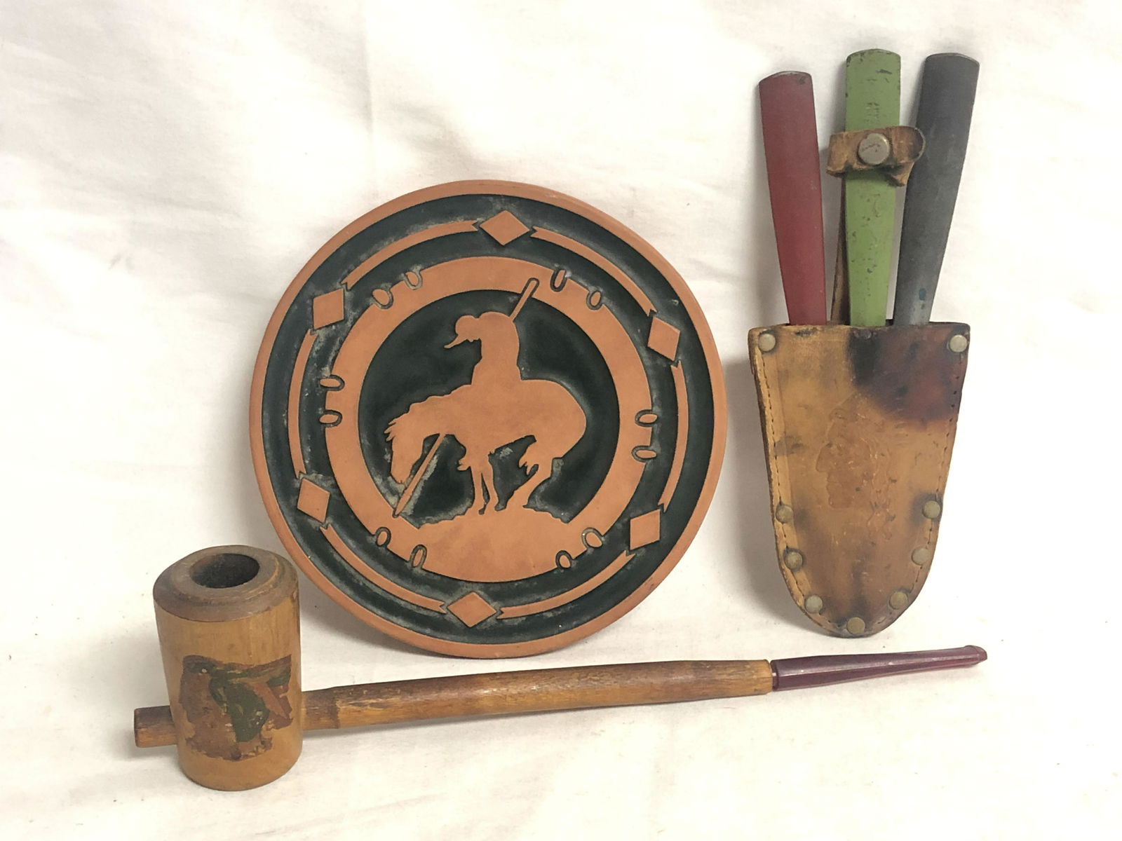 Soligen Throwing Knives,PeacePipe,Tile - 6.5'' Frankoma (1 of 8)