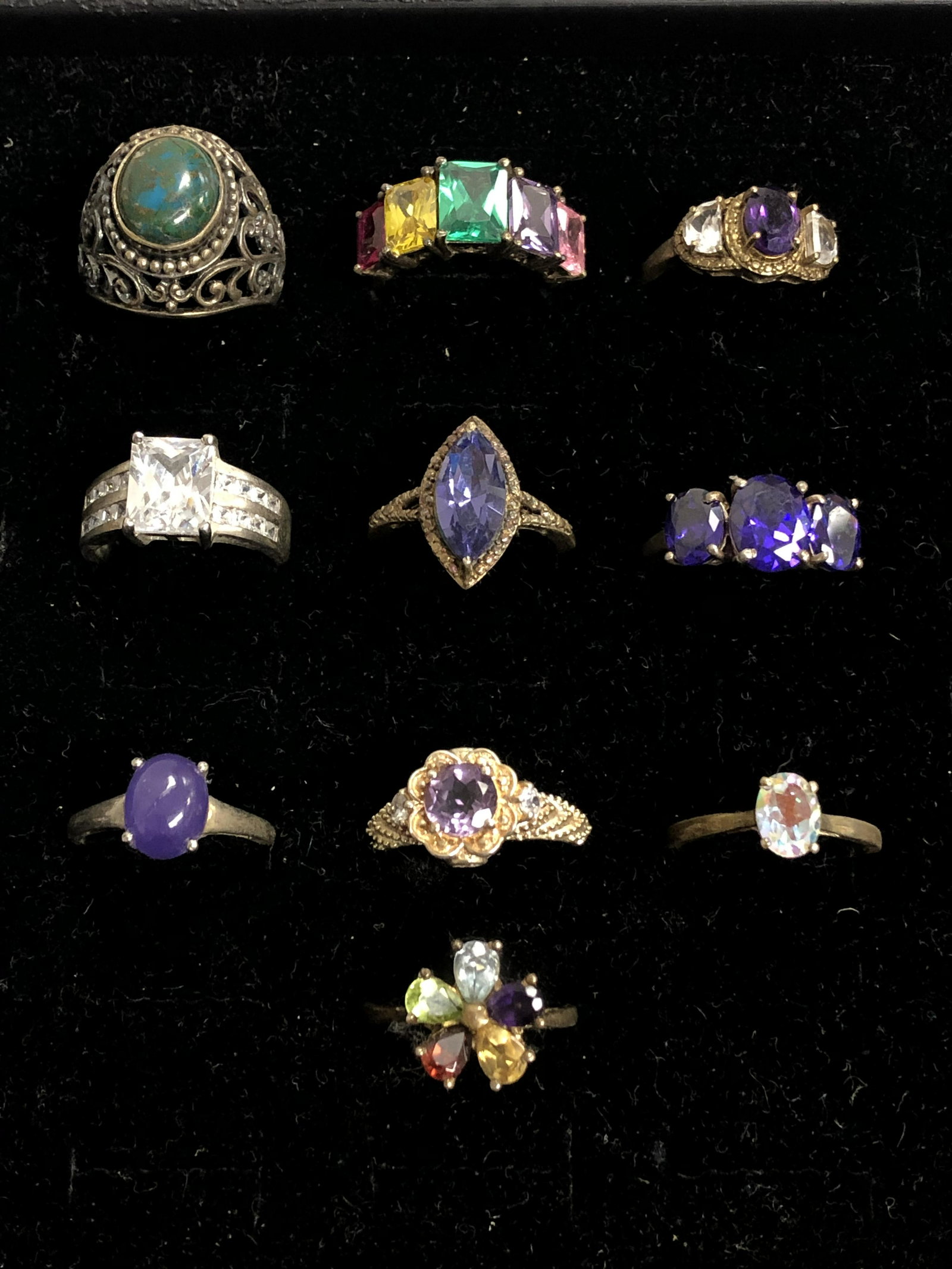 (10)Asst Sterling Silver Rings, Sz 7 / 8 - Topaz, (1 of 4)