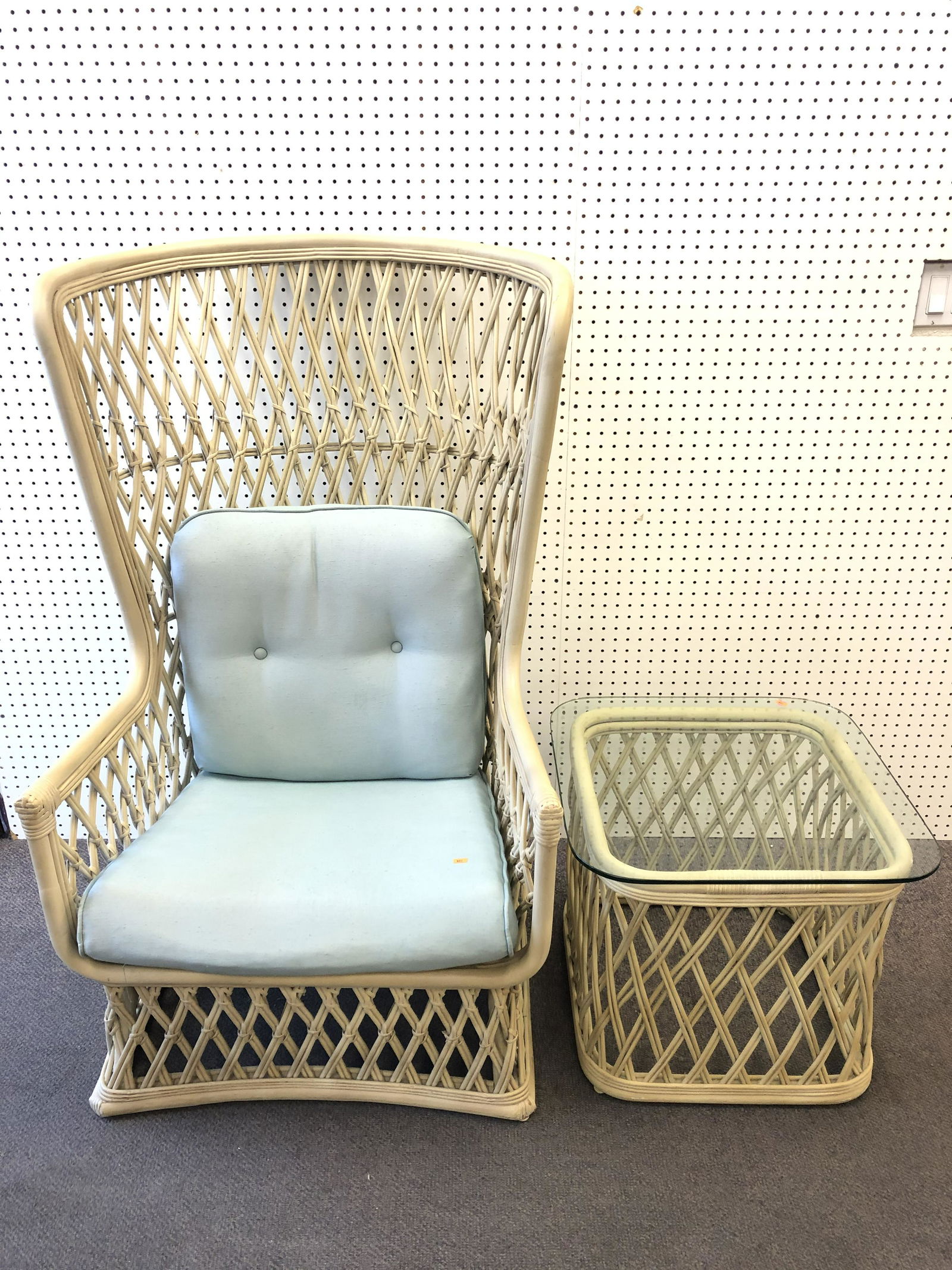 Wooden / Rattan Highback Chair w/ Match Table - Chair (1 of 3)