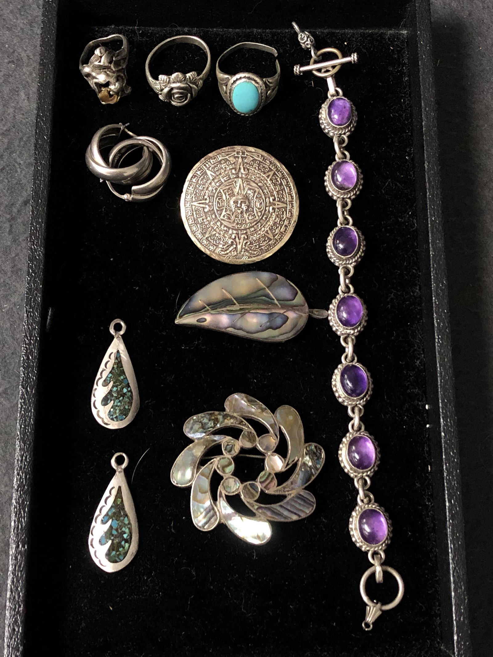 Sterling Silver Jewelry Hecho Mexico Abalone,More - (1 of 6)