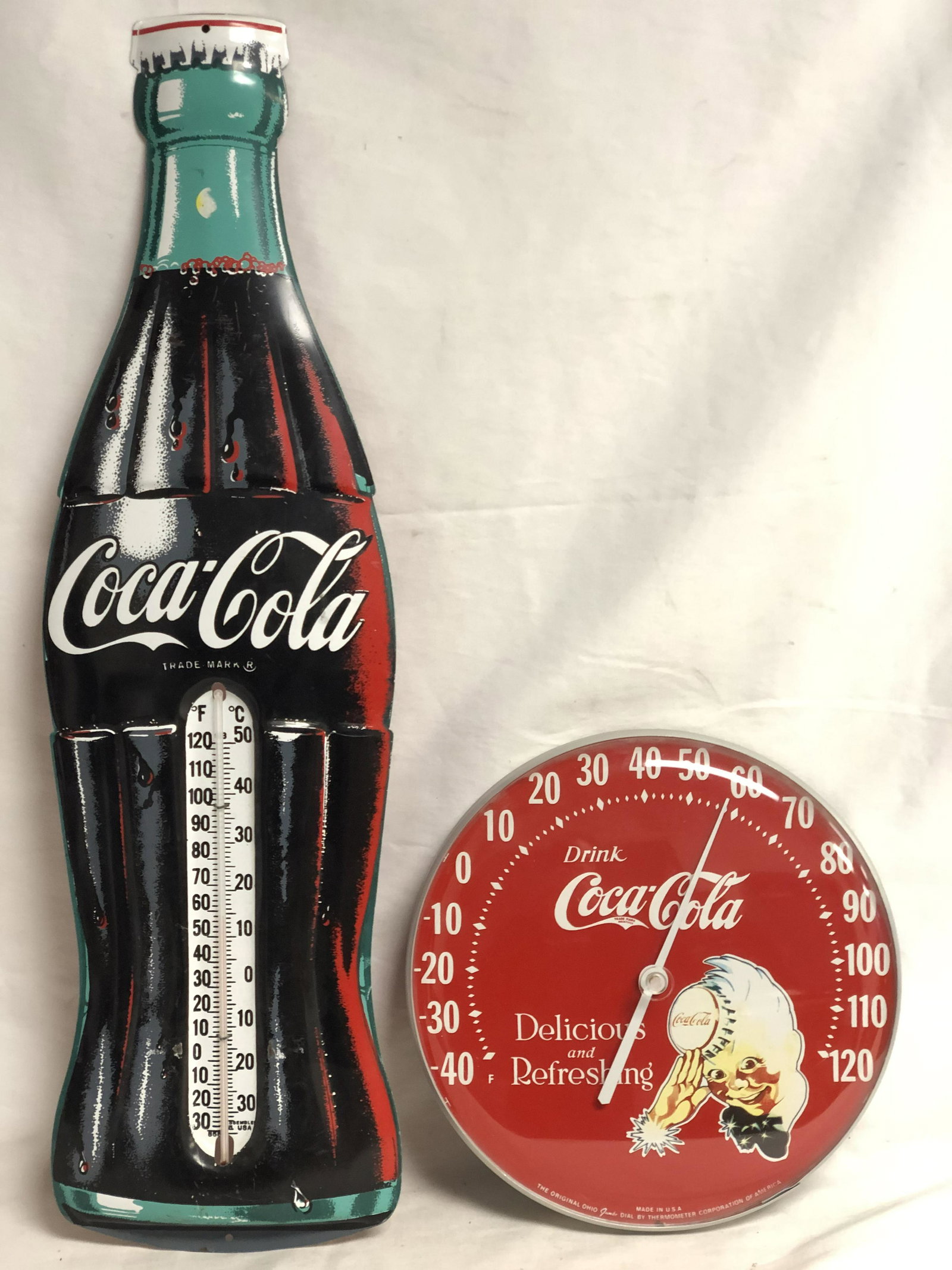 Tin/ Metal Round Coca-Cola Thermometers - Tin Coke (1 of 6)
