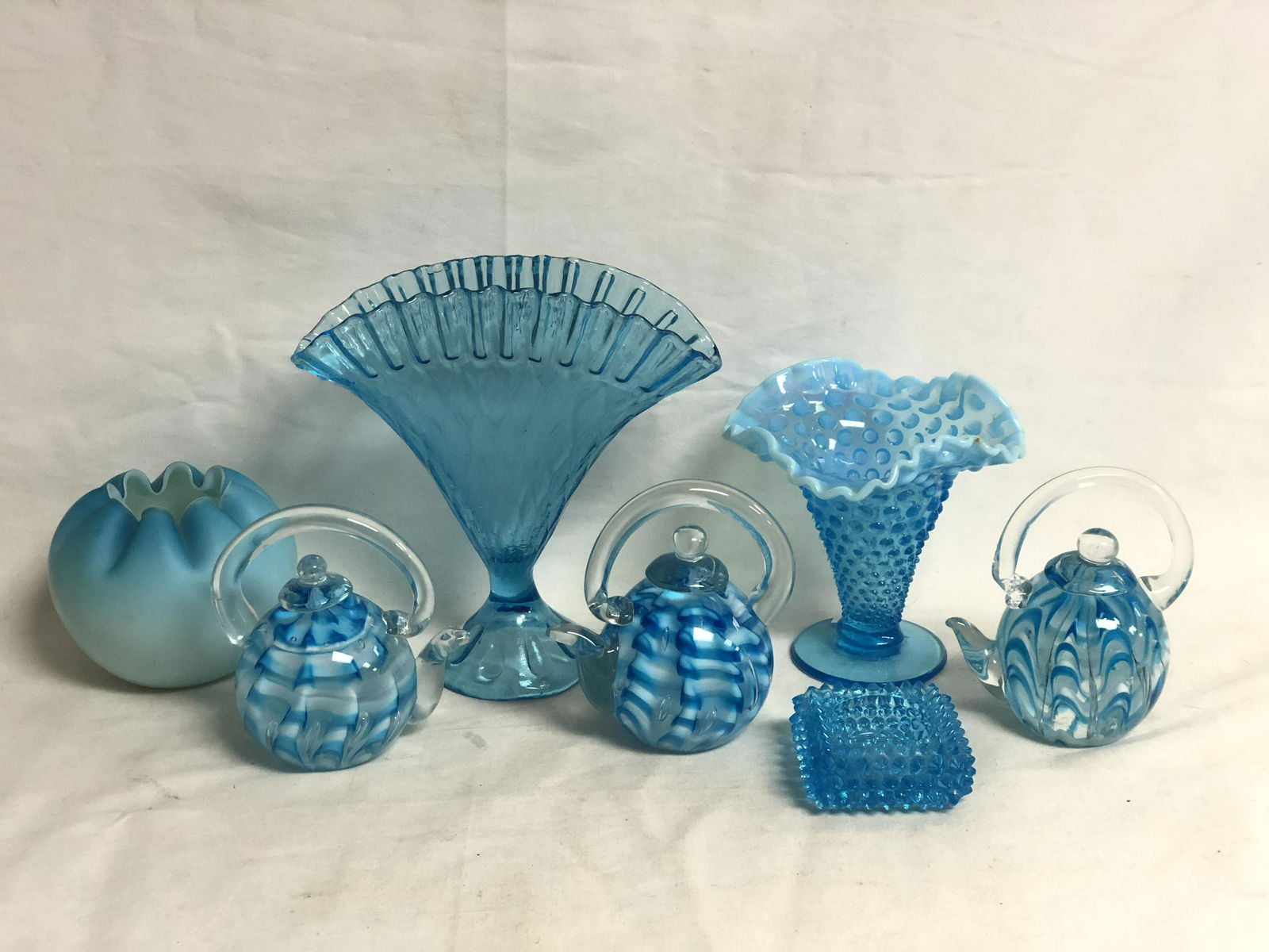 Asst Vintage Blue Glass - Fenton Hobnob & Rose Vase, (1 of 4)