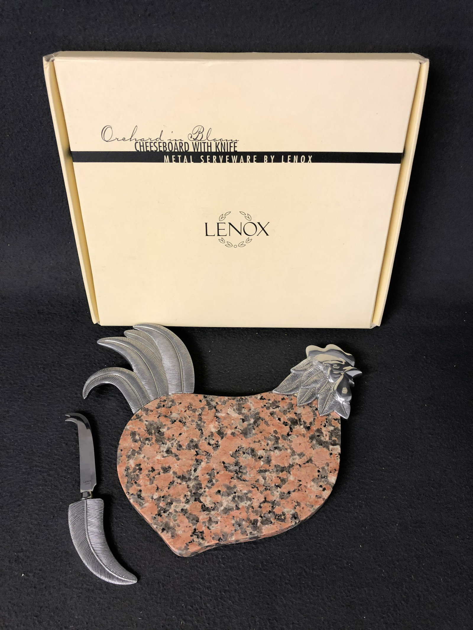 Lenox Stone Rooster Cheesboard w/ Box: Lenox Stone Rooster Cheesboard w/ Box