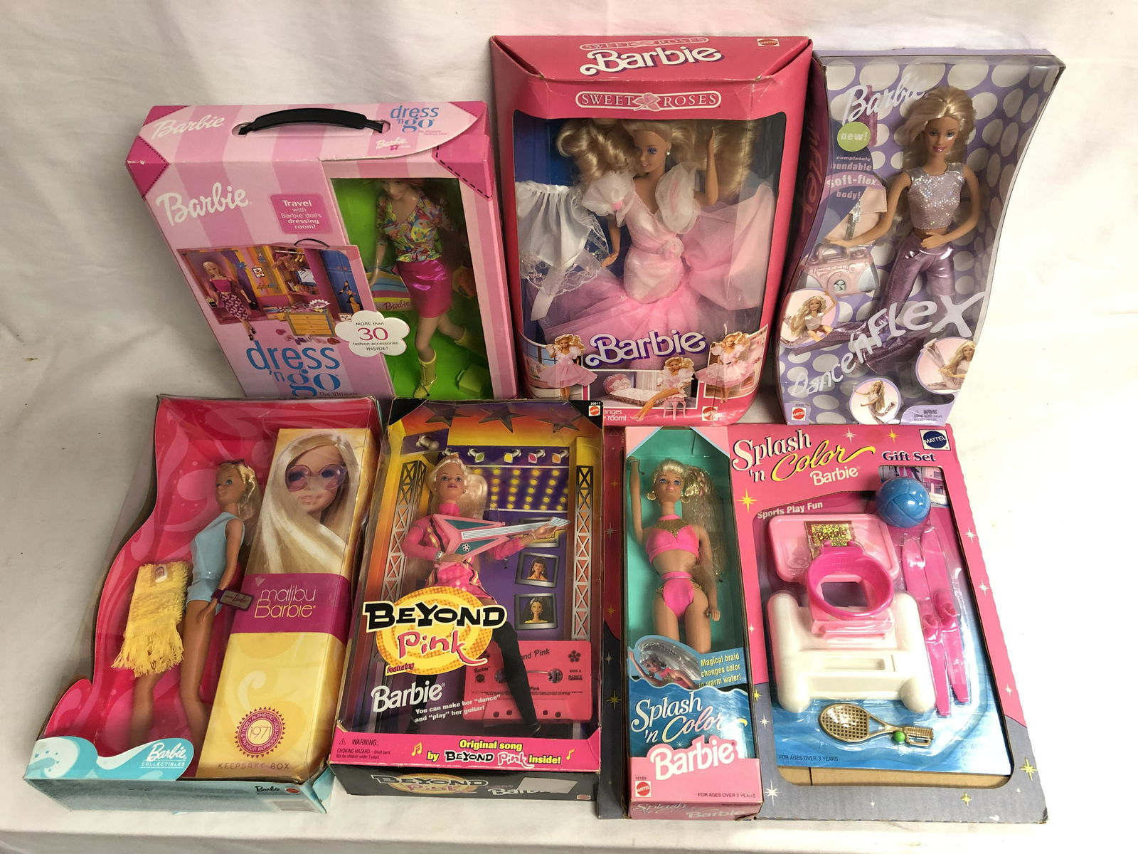 (6)Asst Barbies - Sweet Rose,Splash, More - Dance Flex, (1 of 5)