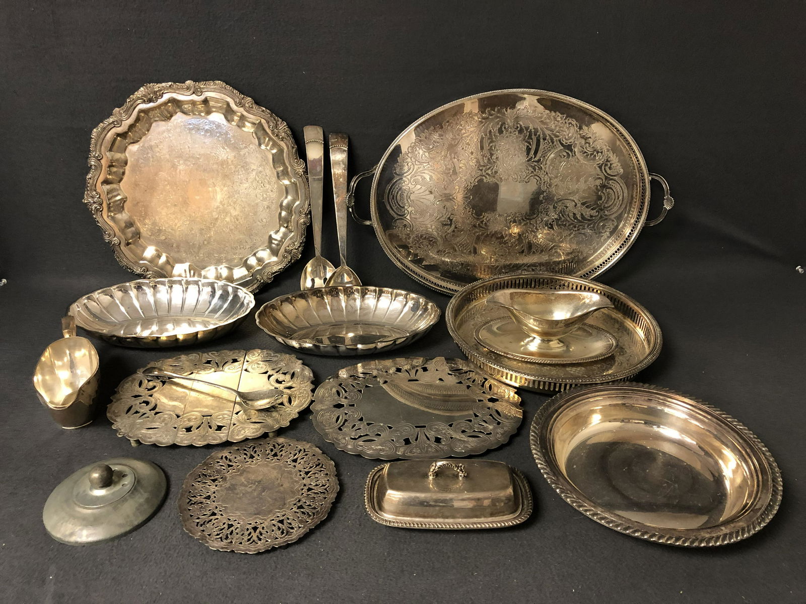 Asst Antique / Vintage Silverplated Dishes - Trays, (1 of 9)