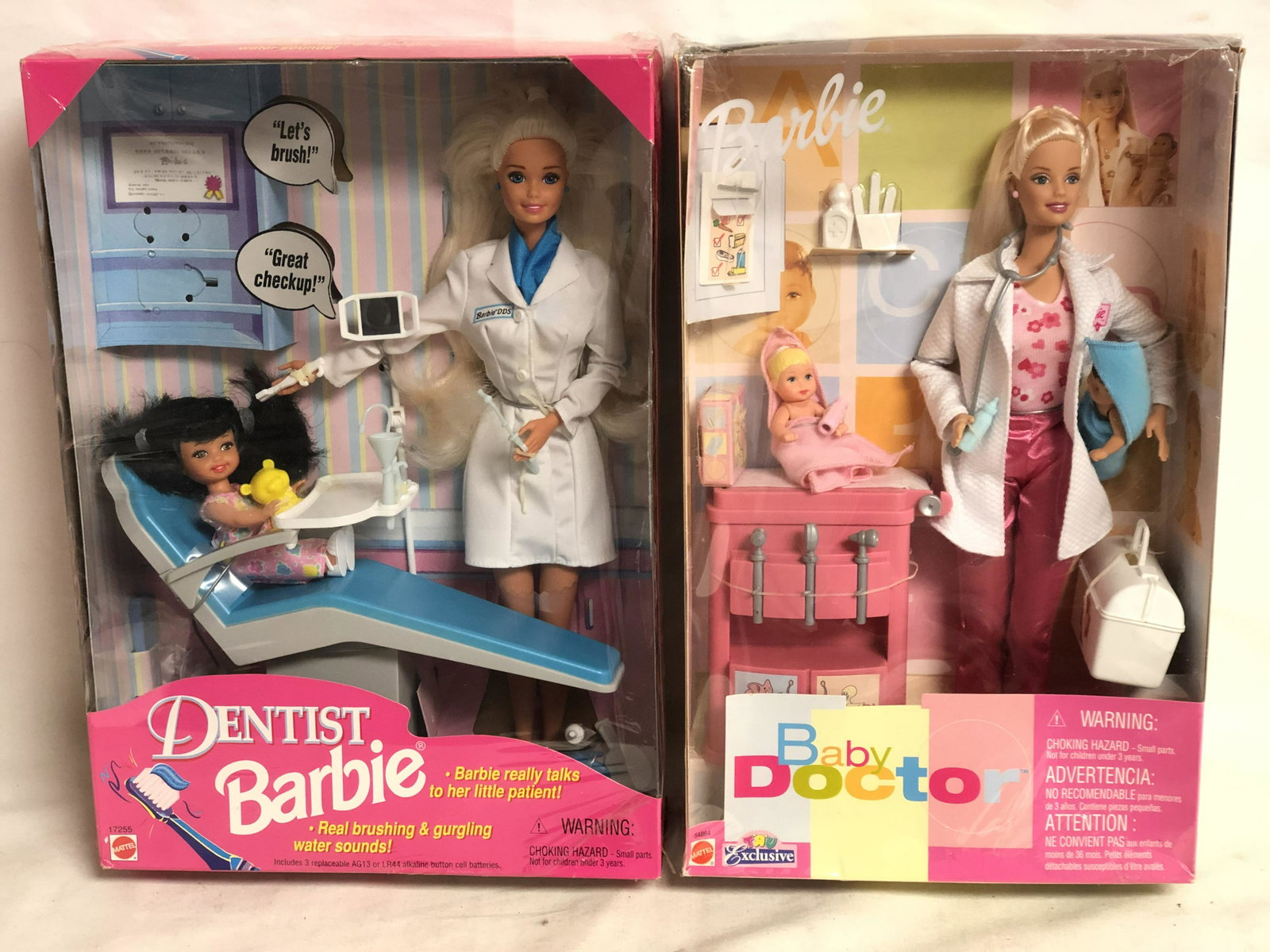 (2)Sealed Barbies - Dentist & Baby Doctor: (2)Sealed Barbies - Dentist & Baby Doctor
