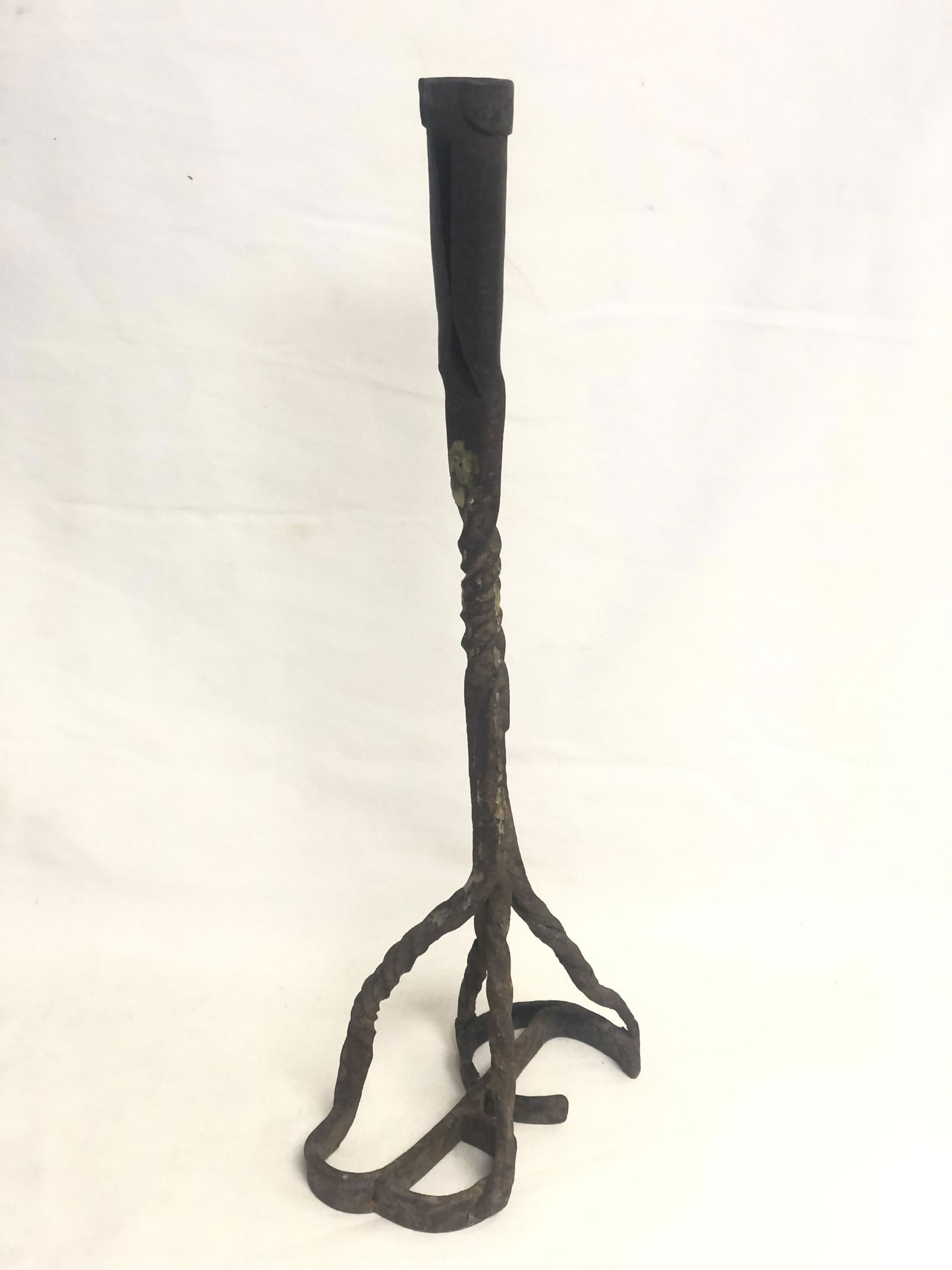Atq Wrought Iron Branding Iron Candlestick - 16.5'' (1 of 3)