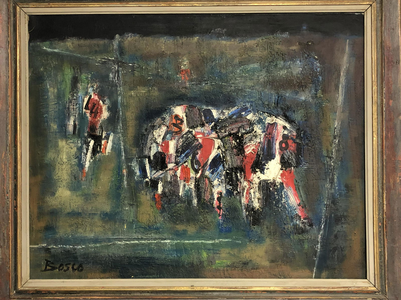 Pierre Bosco(1909-1993) Le Rugby'' Oil on Canvas - Signed 'Bosco' in Left Corner, 'Le Rugby' from (1 of 6)