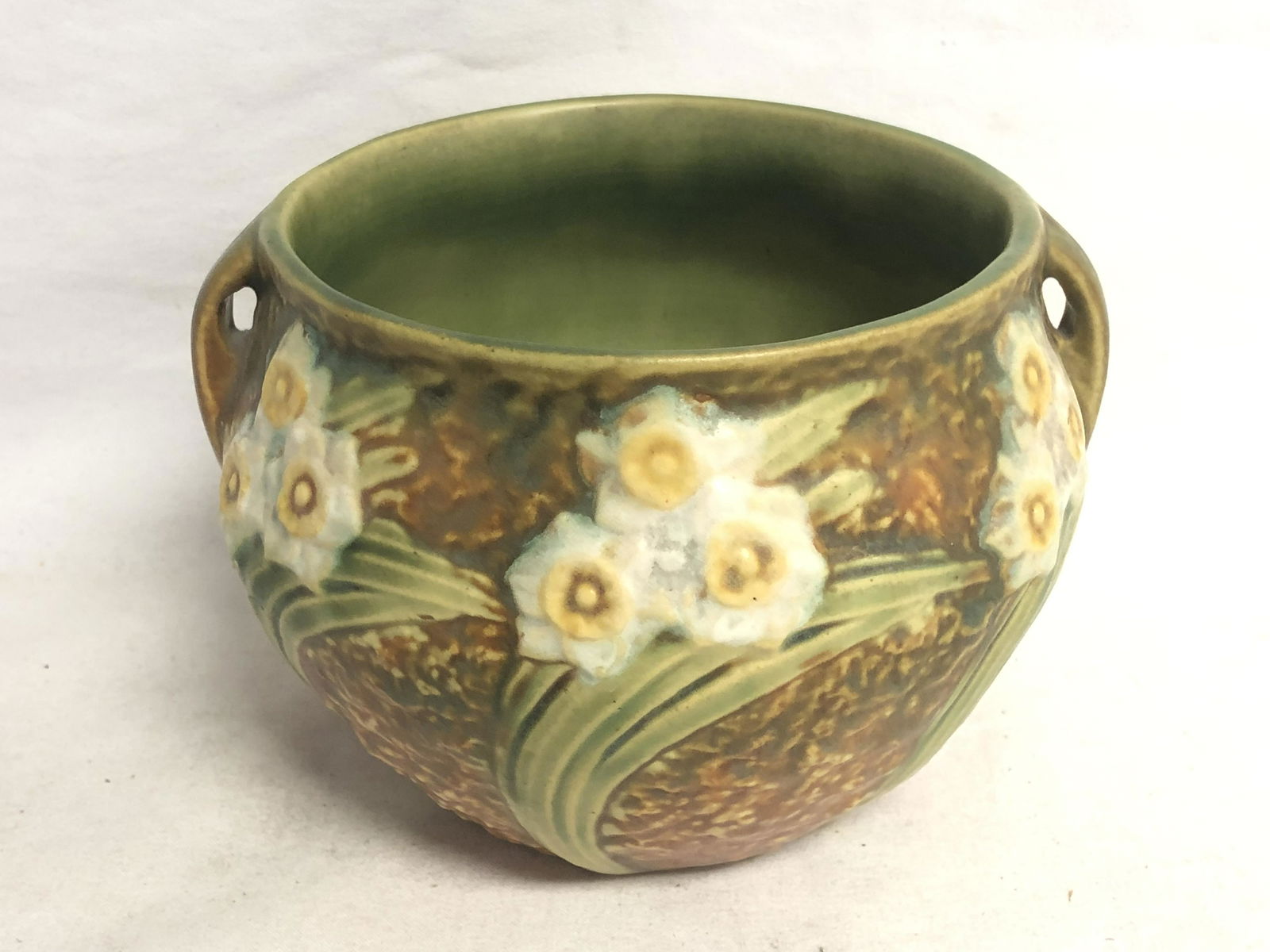 Ca. 1930s Roseville Pottery Jonquil Vase - Original Sticker - 4.5'' x 4.25'' (1 of 3)