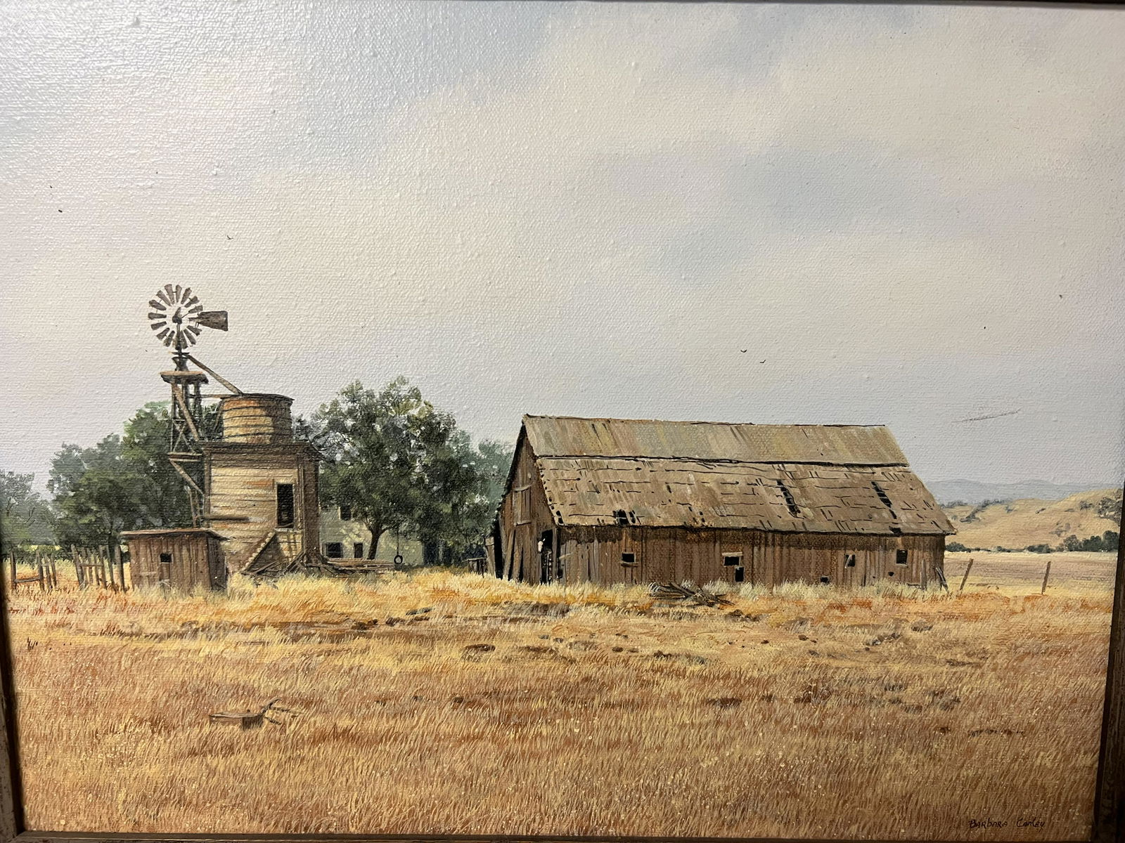 Barbara Conley Oil on Morgan Hill Farm - Signed Oil on Canvas, Framed 21.5'' x 18'' , Sight 16'' x (1 of 4)