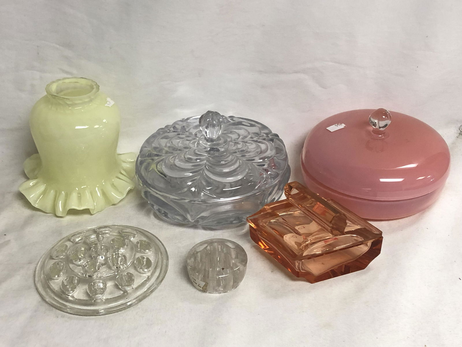 Asst Glass- Opaline, Flower Frogs, Candy Dish (1 of 5)