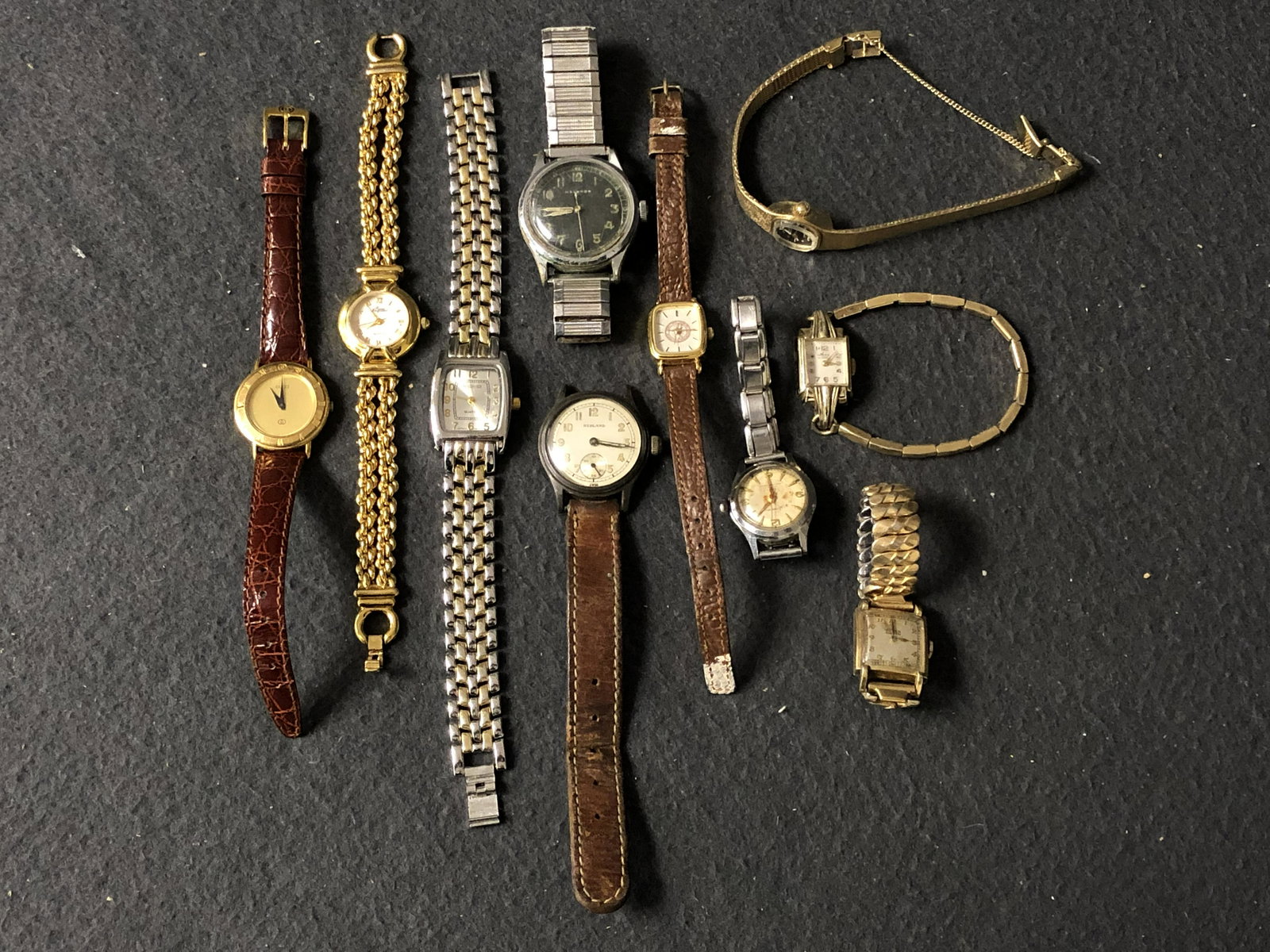 (10)Asst Vintage Wrist Watches - Gruen, Bulova, Seeland, Gucci, Aria, Hamilton, Helbros & Lawrence: (10)Asst Vintage Wrist Watches - Gruen, Bulova, Seeland, Gucci, Aria, Hamilton, Helbros & Lawrence (UNTESTED)