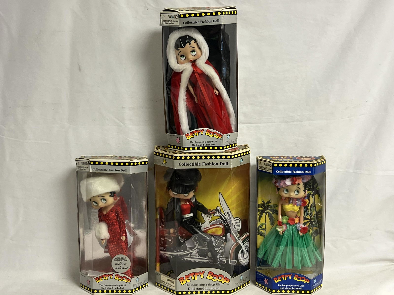 (4) Betty Boop Dolls w/ Original Boxes - Hawaiian, Motorcycle, Sequin & Red Riding Hood (1 of 5)