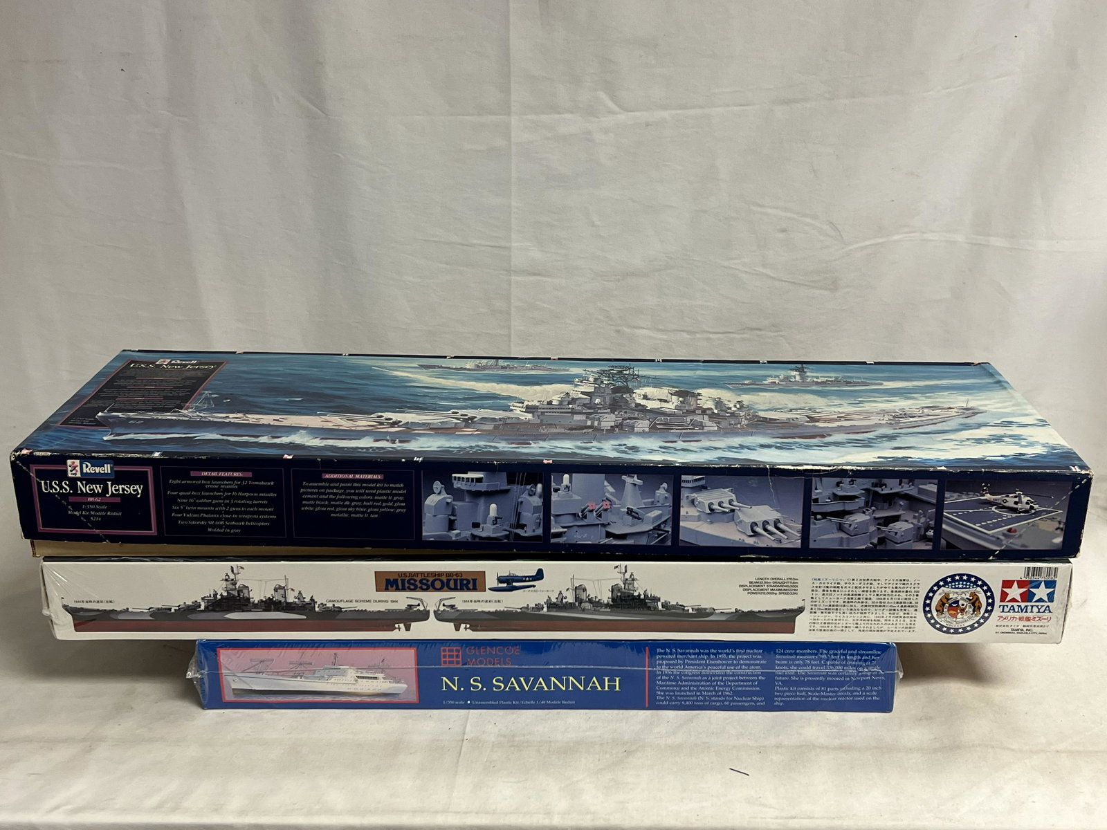 (3)Sealed Ship Models, Tamiya BattleShip,More - Revell U.S.S. New Jersey #5214, Tamiya: (3)Sealed Ship Models, Tamiya BattleShip,More - Revell U.S.S. New Jersey #5214, Tamiya U.S.BattleShip BB-63 Missouri #78008 + N.S. Savannah