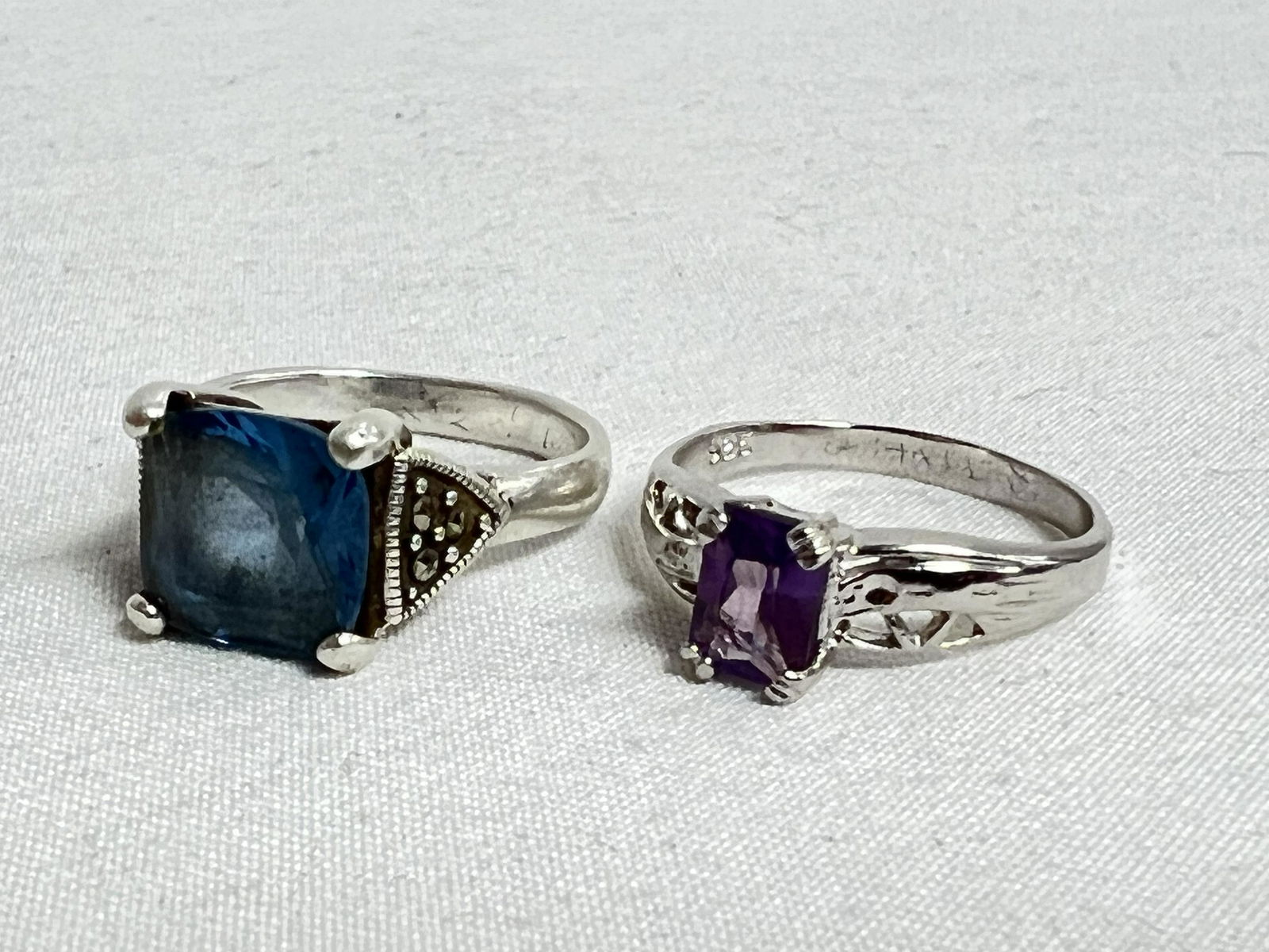 Vtg Sterling Silver Topaz Ring,Sterling Sapphire Ring - Both Sz 7 (1 of 6)