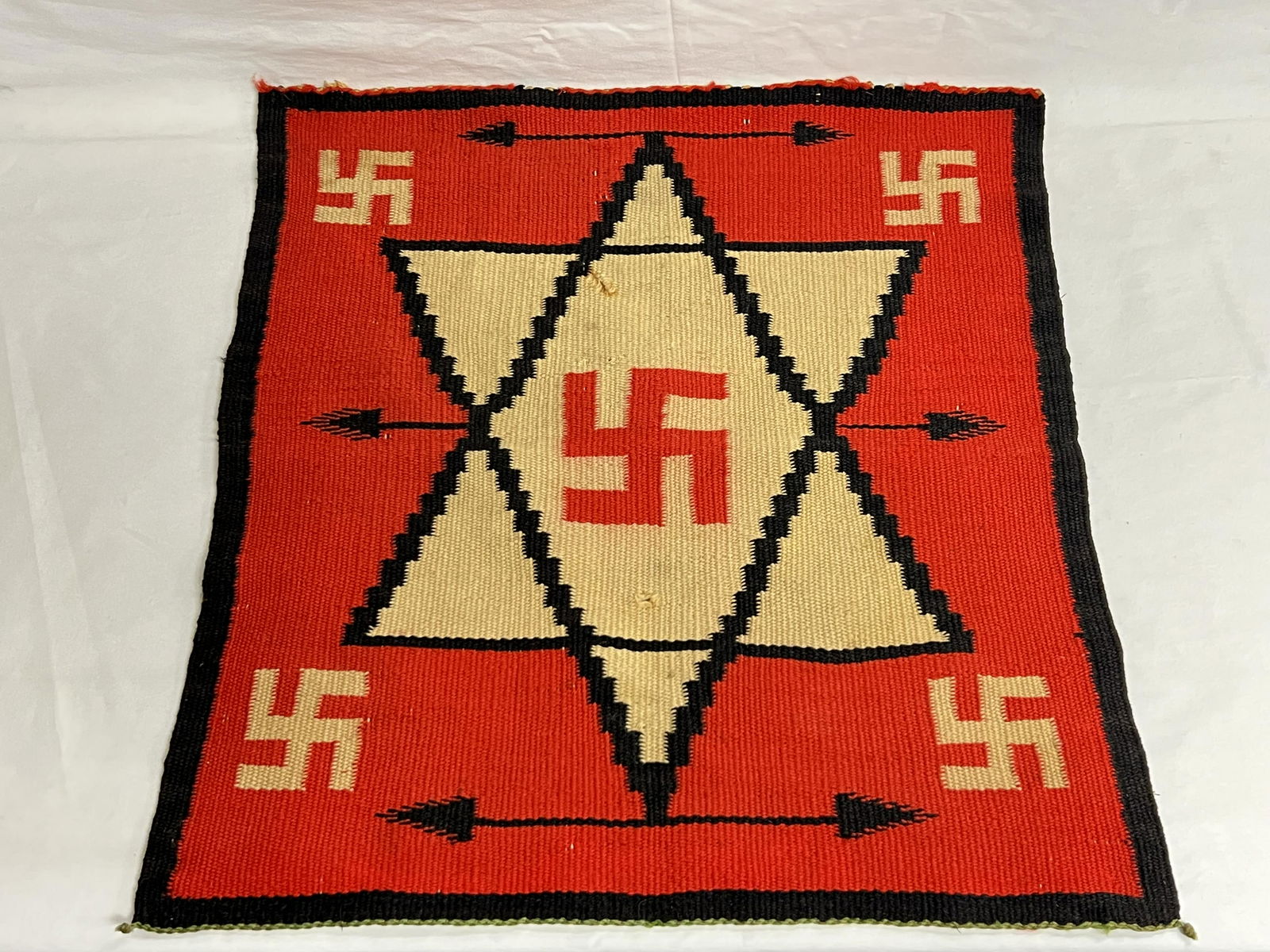 Native American Germantown Navajo Weaving - 18'' x 20'' - See Photos for Condition - (1 of 8)