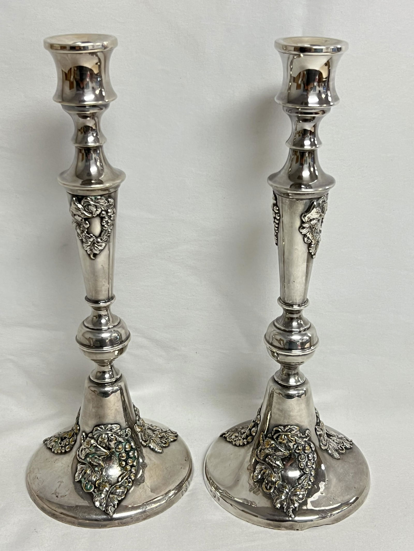 Pr Silverplated Candlesticks w/ Deer Design - 13.5'' Tall w/ Hallmarks (1 of 5)