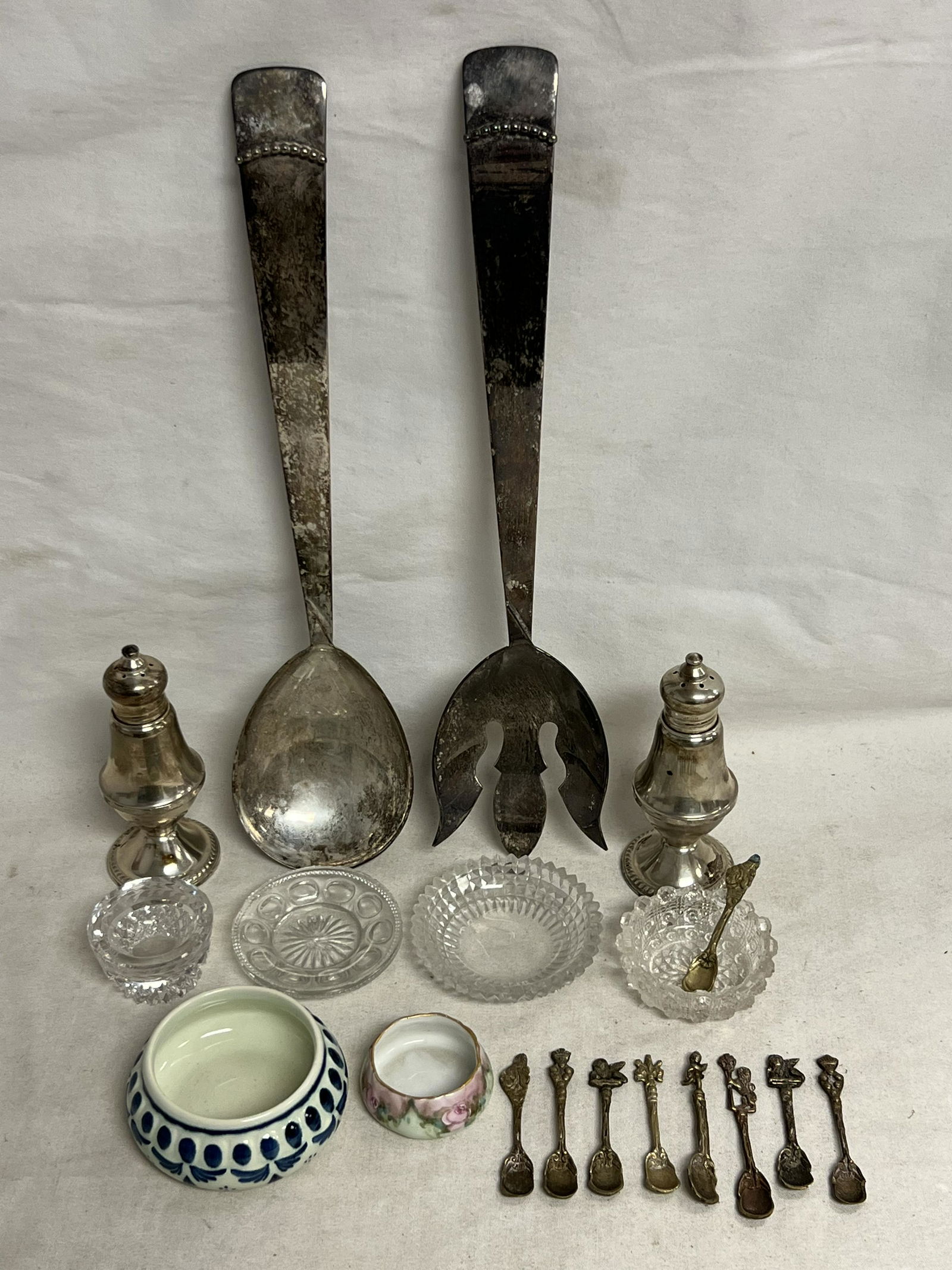 Sterling Salt Pepper, Italian Salt Spoons,More - (9)Vtg Italian Salt Spoons, Master Salts, Sterling (1 of 8)