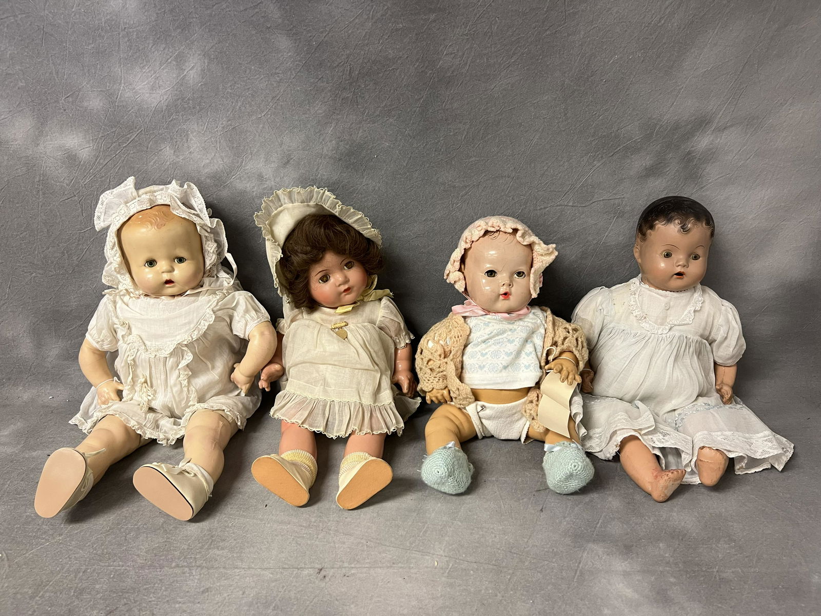 4 Atq/Vtg Baby Dolls, Dionne Alexander,Effanbee - Dionne Alexander Composition Doll w/ Original: 4 Atq/Vtg Baby Dolls, Dionne Alexander,Effanbee - Dionne Alexander Composition Doll w/ Original Clothes & Necklace, Effanbee Dy-Dee + (2)Composition Baby Dolls