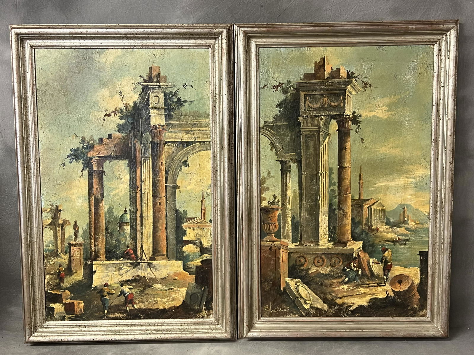 (2)Vtg European Oil on Canvas - (1)Signed , Both Framed 24.75'' x 36'' (1 of 6)