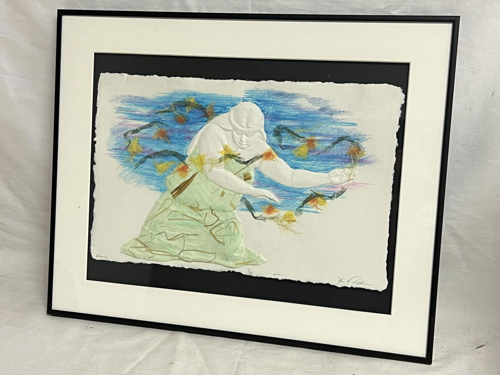 Signed Hawaii Hula Dancer Art ''Neno Villamor'' - Raised Limited Edition Art #5/ 25 , Titled (1 of 6)