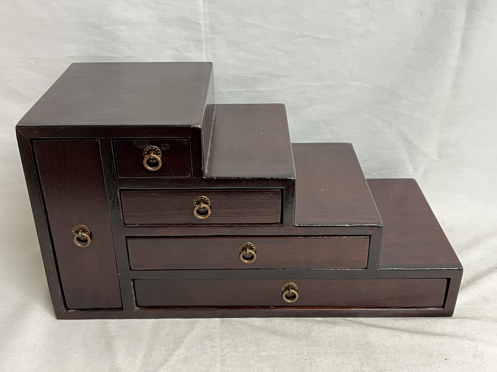 Wood Tansu Jewelry Chest Box - 17.5'' x 8.25'' x 9'': Wood Tansu Jewelry Chest Box - 17.5'' x 8.25'' x 9''