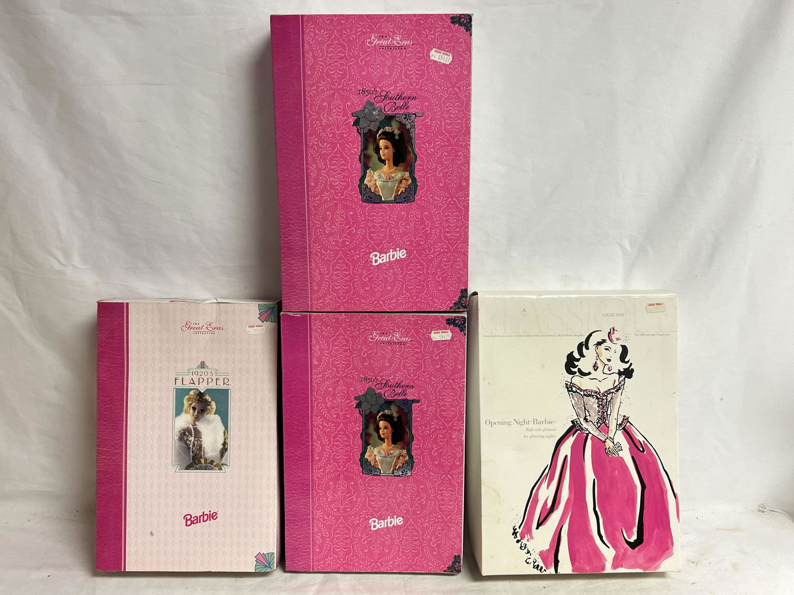 (4)Barbies w/ Original Boxes - Opening Night, (2)Southern Bell + 1920 Flapper (1 of 4)