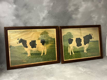 (2)1923 Holstein Fresian Bull Edwin Megargee - 1923 Posters Framed 23'' x 30'': (2)1923 Holstein Fresian Bull Edwin Megargee - 1923 Posters Framed 23'' x 30''