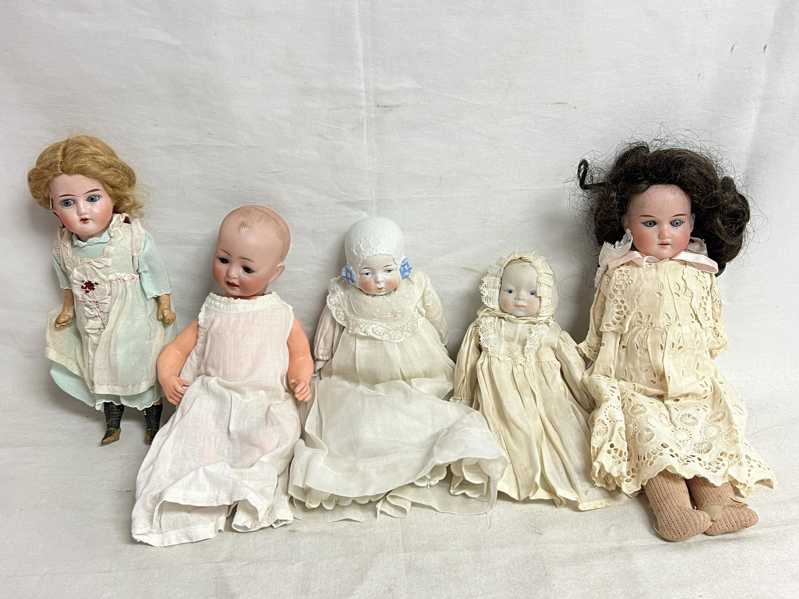 5 Antique/Vtg Dolls- Armand Marseille + More - 1905 12/0 w/ Blue Eyes & Dress, Shackman + More (1 of 11)