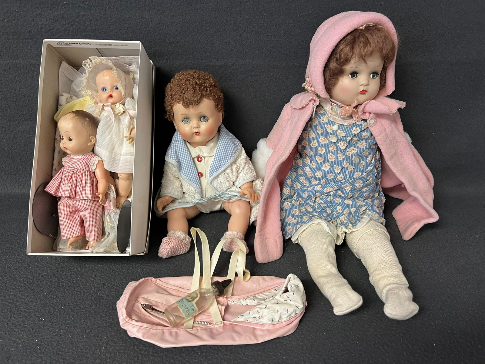 Vintage Dolls- Ideal, Ginnette,Horsman - Ginnette Dolls w/ Bag, Clothes + Bottle, Ideal Baby w/ (1 of 8)