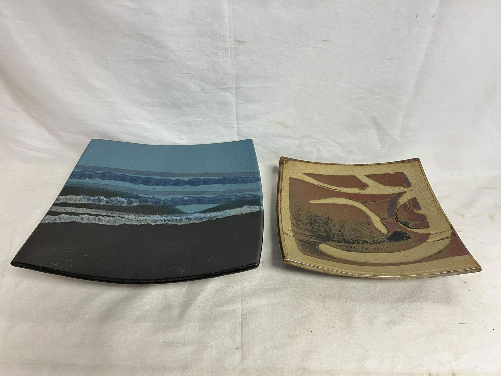 MCM Signed Eric Norstad + Bruno Kark Pottery - Norstad Brown Platter/ Bowl 10.75'' x 10.75'' x 2'' + (1 of 5)