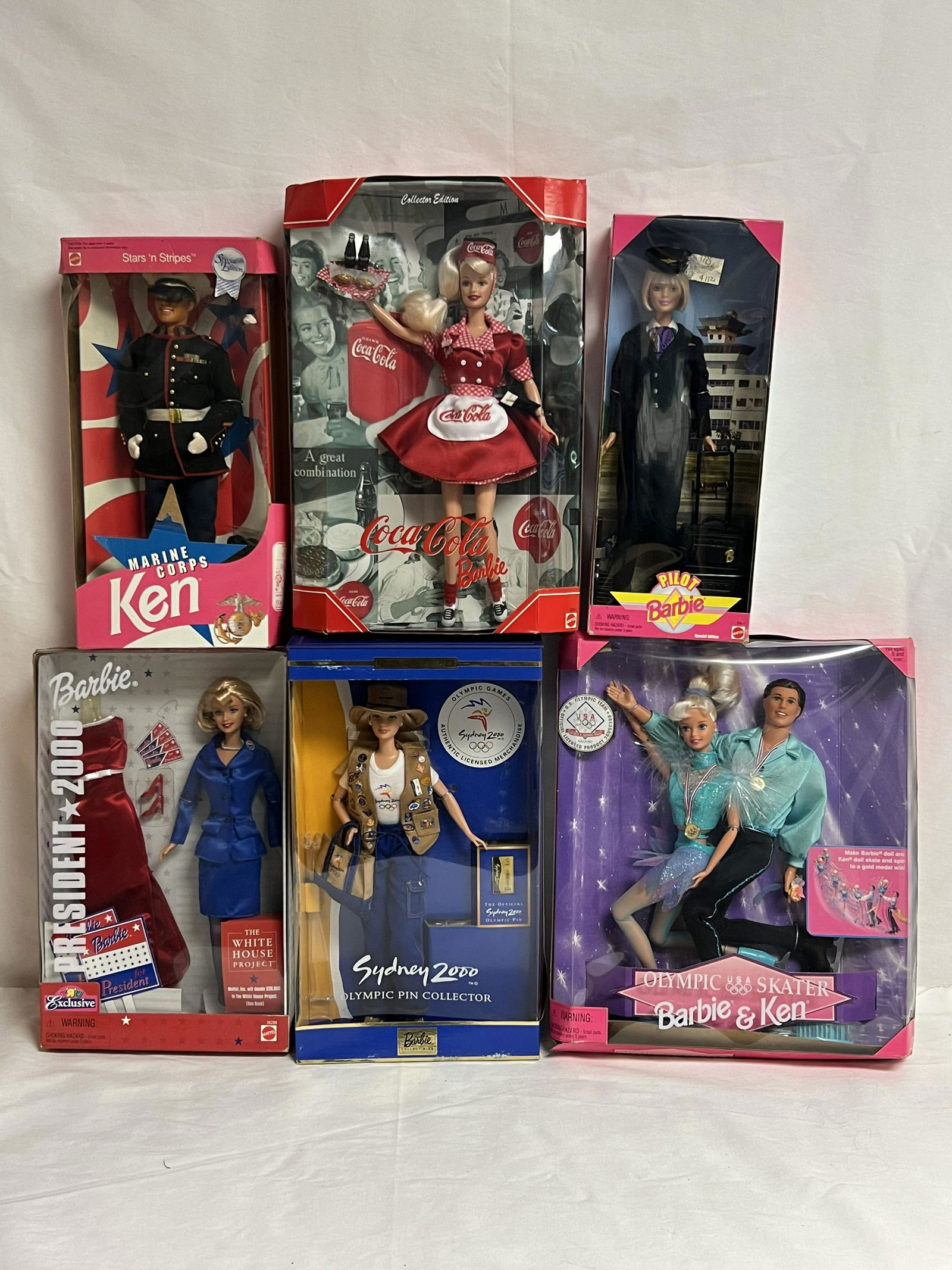 (6)Asst Vtg Barbies in Original Boxes - Stars & Stripes Special Edition Ken, Pilot Barbie, Olympic (1 of 5)