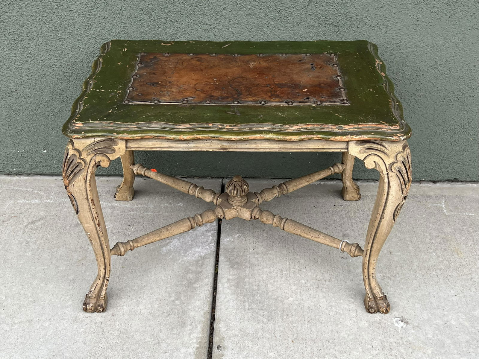 Antique Claw Foot Side Table w/ Leather - 25.5'' x 17'' x 18'' - Pick Up or Arrange Own Shipping - (1 of 4)