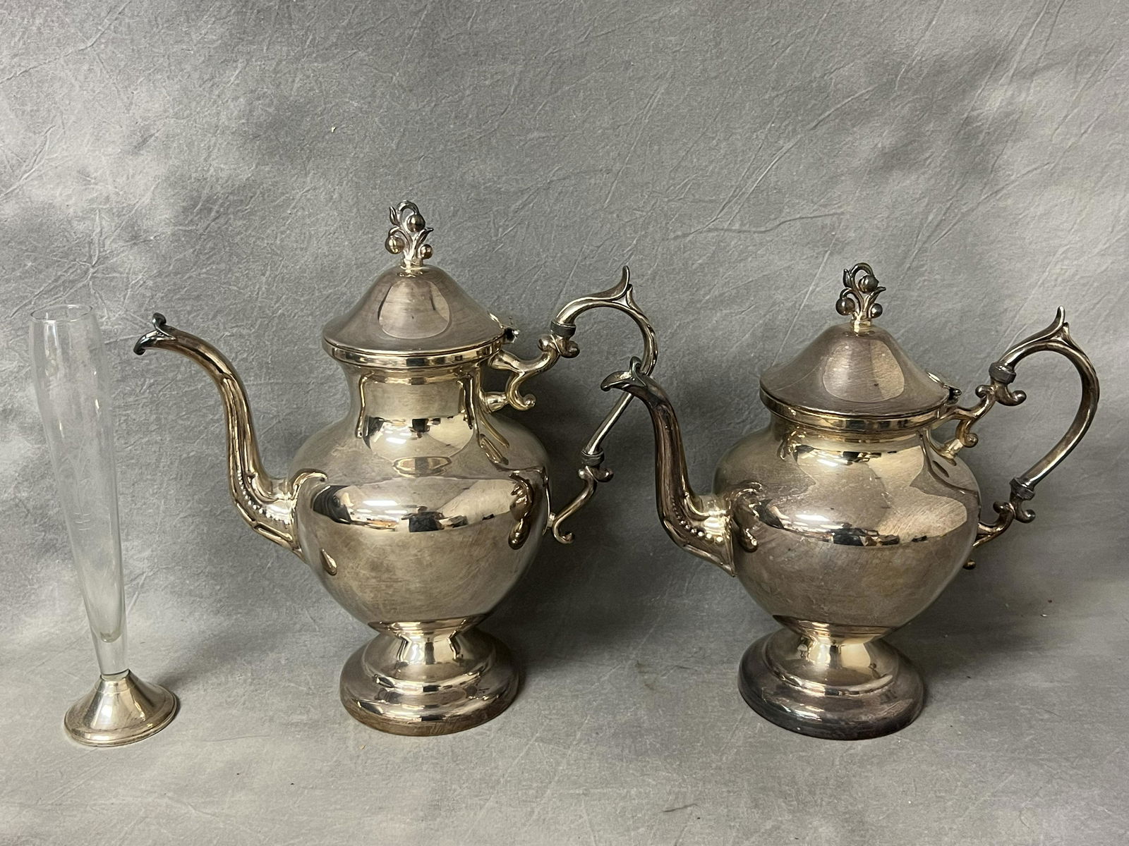 Silverplated Teapots + Sterling Base Vase - Silverplate Over Copper Coffe + TeaPots + Sterling (1 of 6)