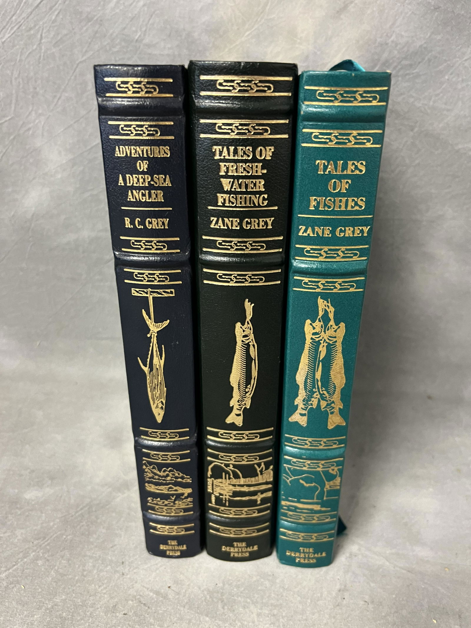 (3)Zane Grey Ltd Ed Signed #d Fish Books - (3)Derrydale Press Leather Bound w/ Gold Tooling Limited (1 of 14)