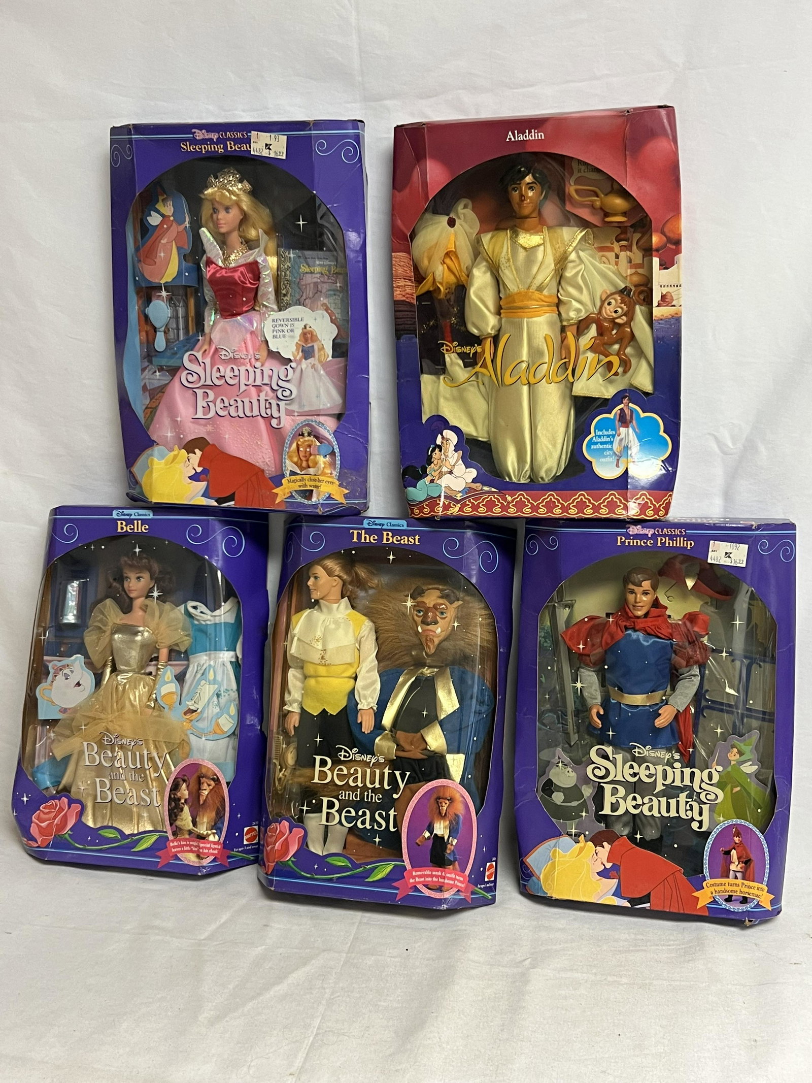 (5)Disney Mattel Dolls- Sleeping Beauty,More - Sleeping Beauty, Prince Phillip, Aladdin Prince,: (5)Disney Mattel Dolls- Sleeping Beauty,More - Sleeping Beauty, Prince Phillip, Aladdin Prince, Belle, Beauty + Beast, Cinderella