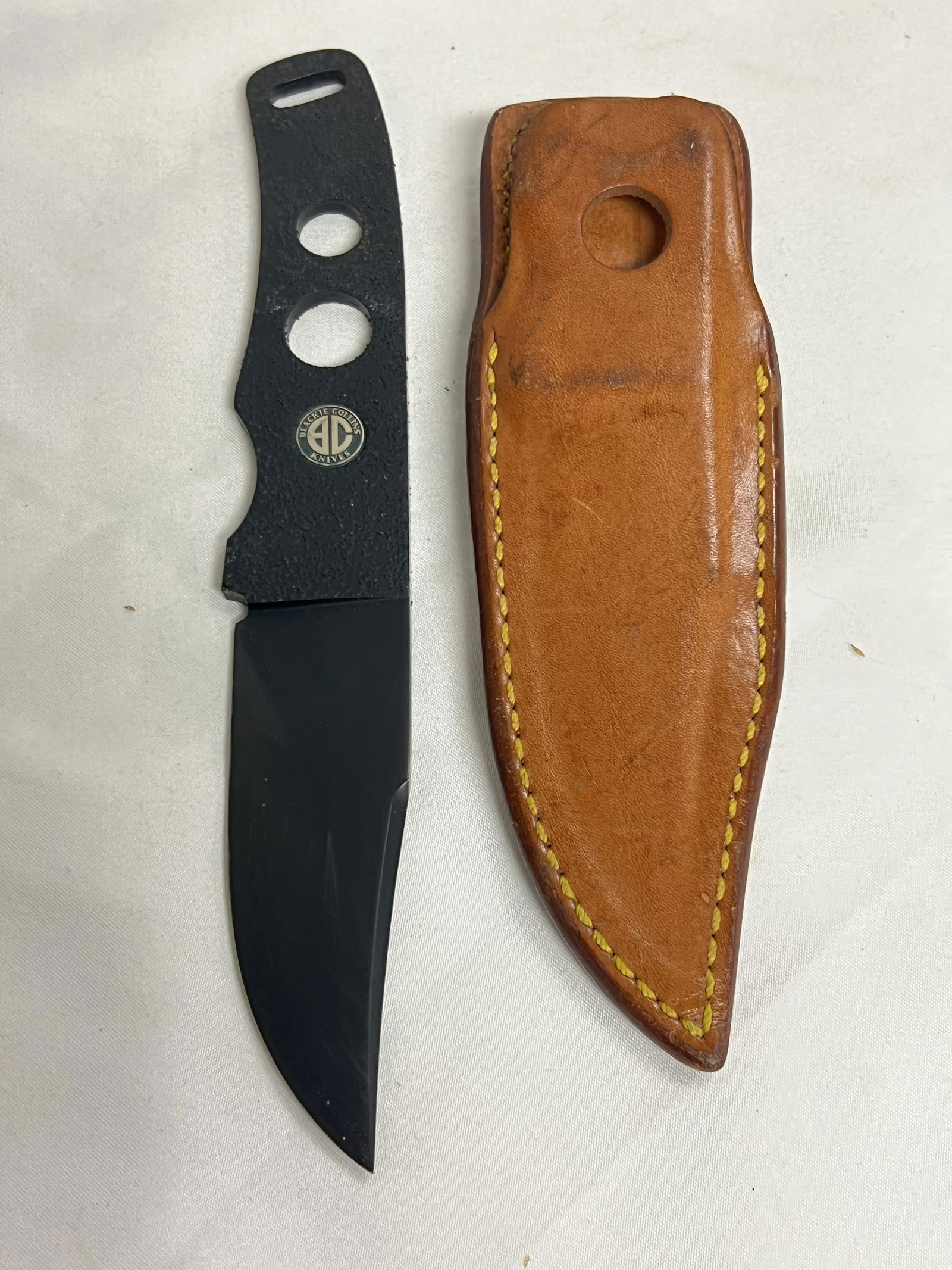 Blackie Collins Fixed Blade Knife w/ Sheath - GunSkin Leather Sheath - Blade 3.75'' L , Overall (1 of 6)