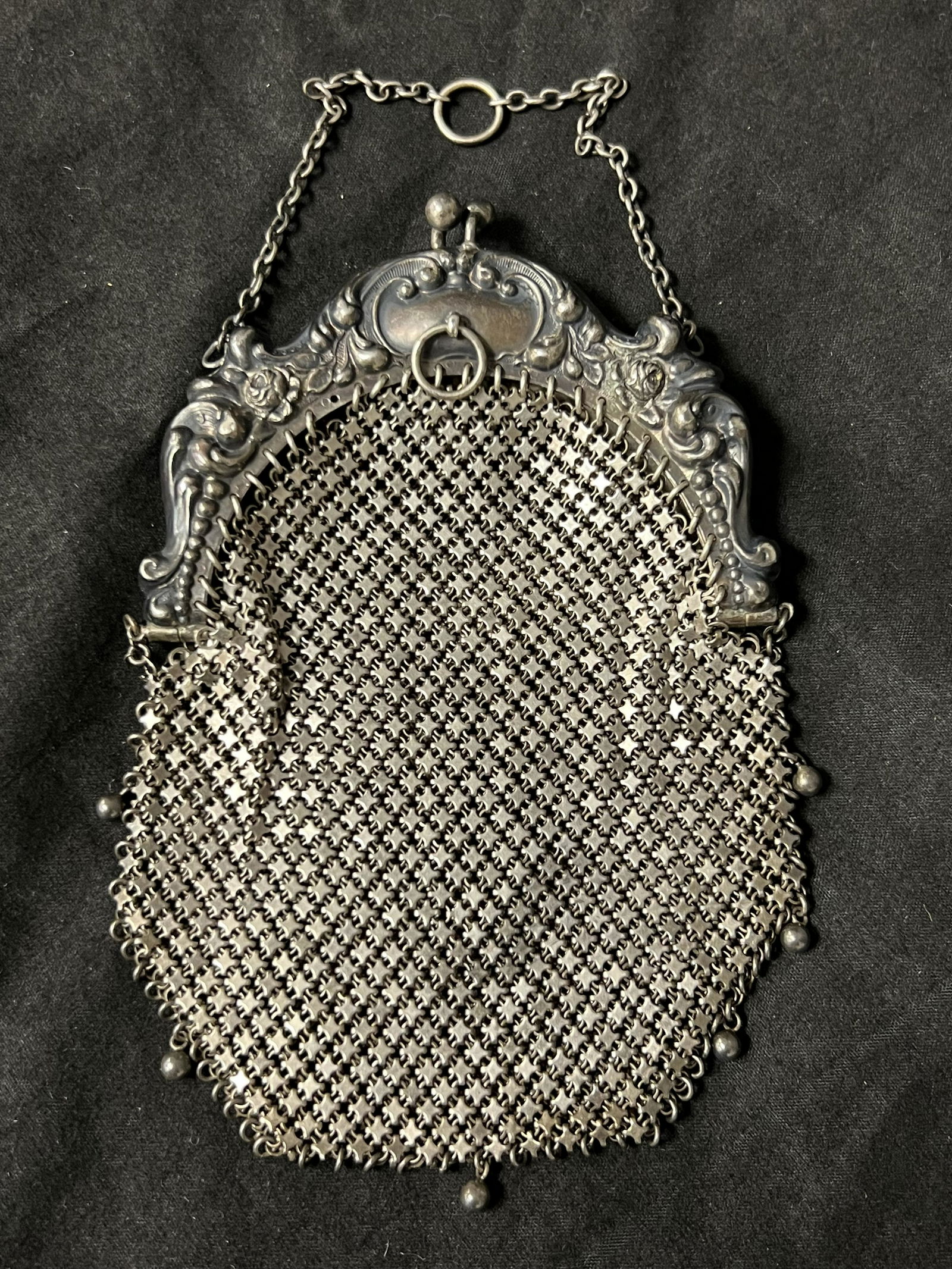 Victorian Sterling Silver Mesh Purse, 114g Wgt - 4'' x 5.5'' (1 of 4)