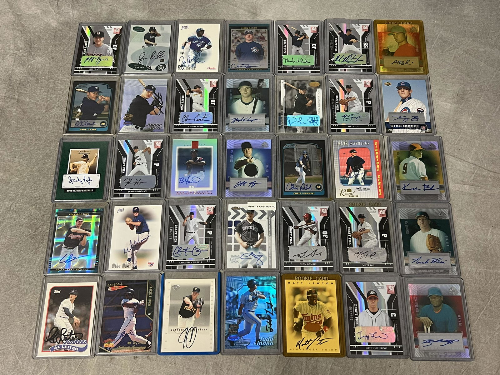 (70)Asst Autographed/ Auto Baseball Cards- J.Lieber, T.Linden, M.Lawton, D.Hollins, M.Byrd,K.Foster, (1 of 12)