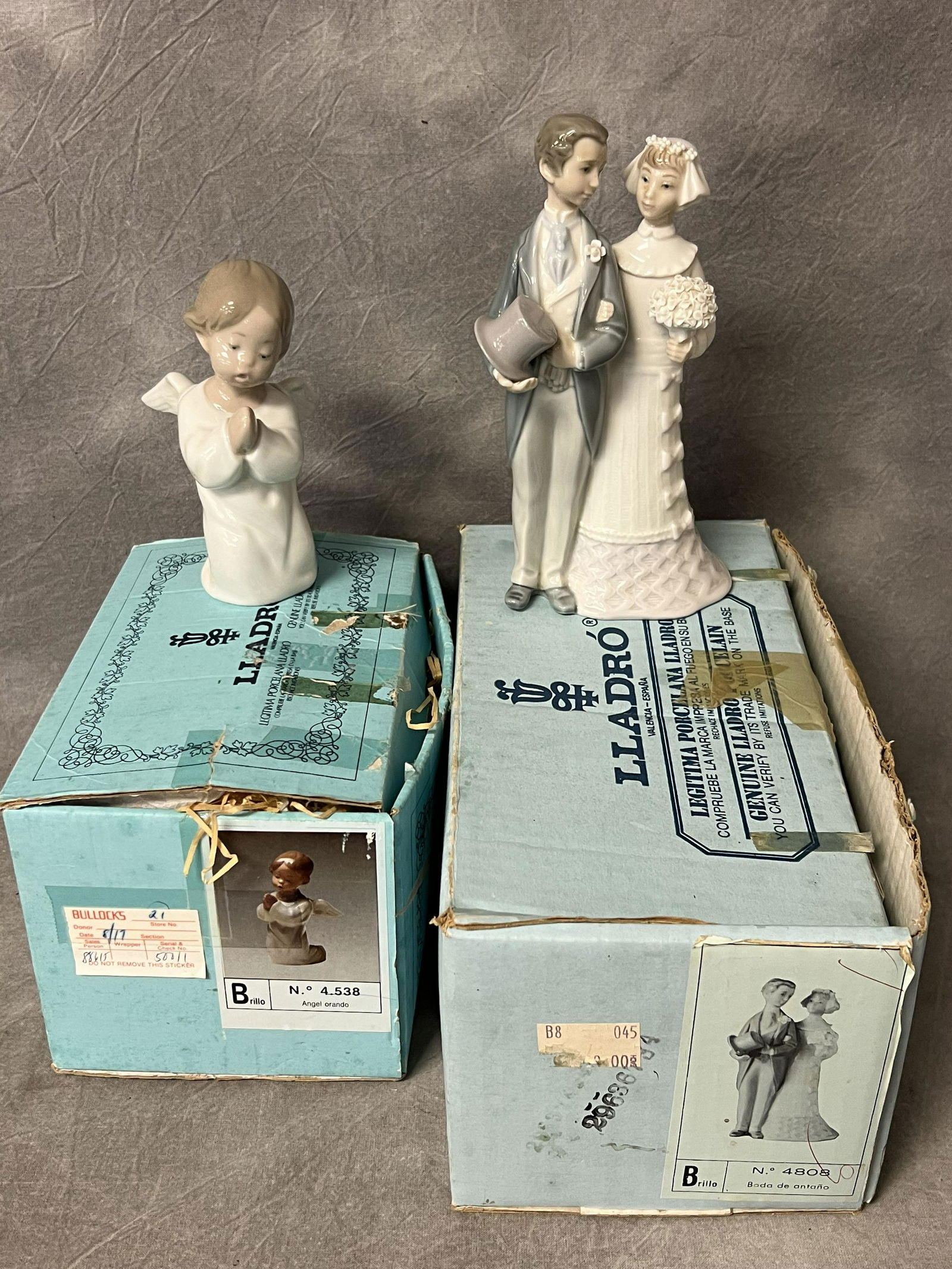 (2)Lladro Figures - Bride w/ Groom + Angel - Angel #4538 & Bride w/ Groom #4808 - Both w/ Original (1 of 7)