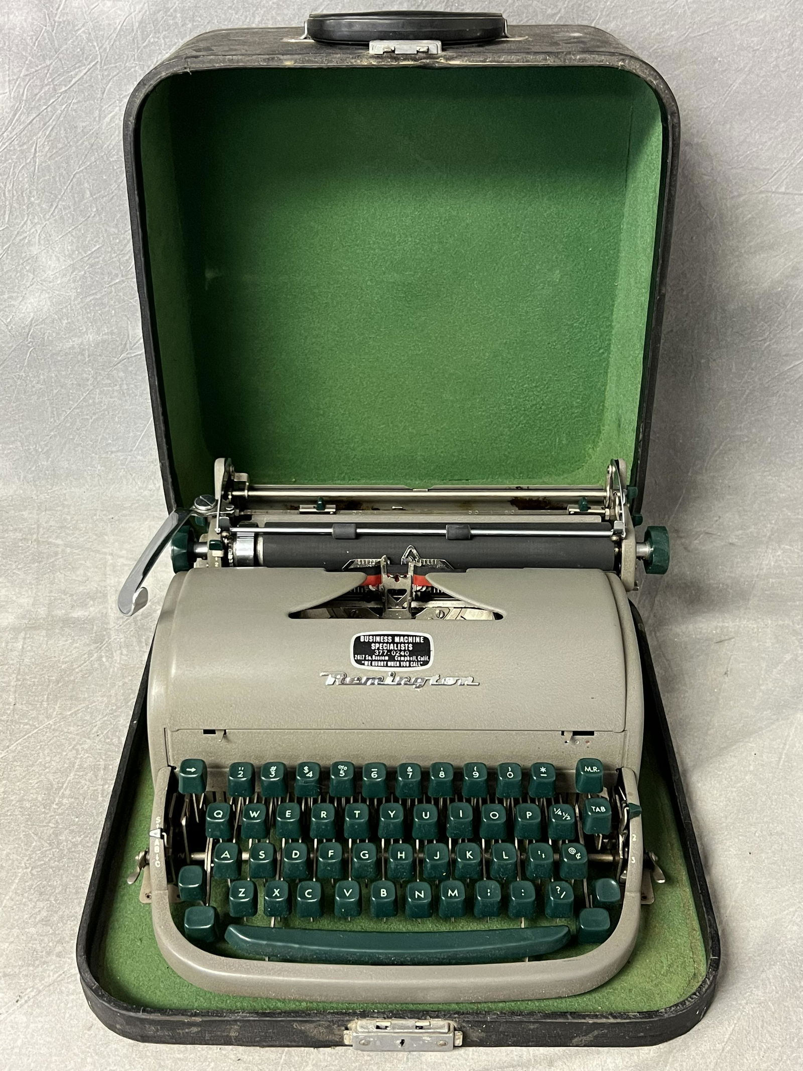 Vtg Remington Rand Typewriter w/ Green Keys,Case (1 of 6)