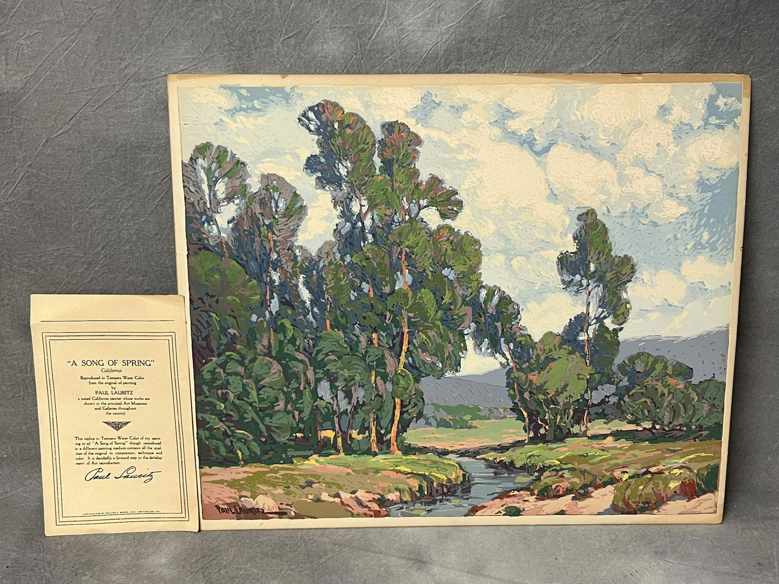 1924 Paul Lauritz Tempera by Walter F. Moses - Tempera WaterColor from Original Oil by Paul Laurtiz (1 of 4)
