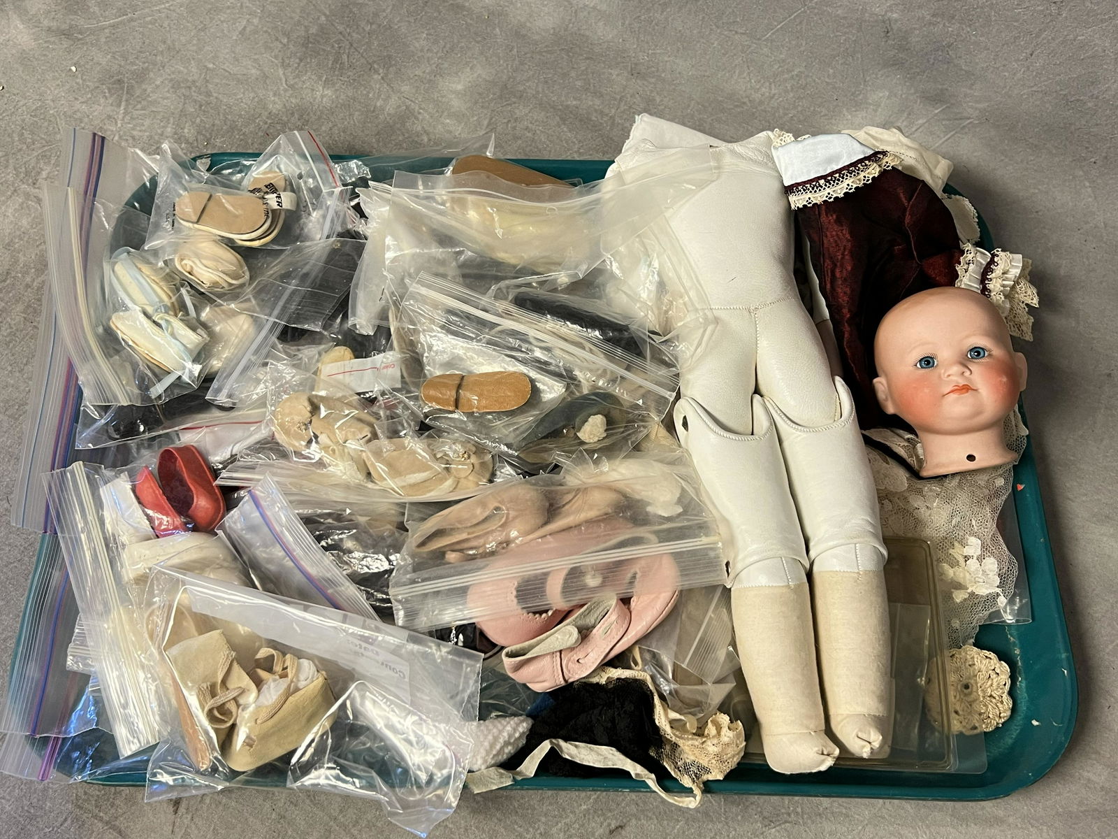 Atq/Vtg Doll Shoes,German Head 330-5/0,More - German Kuppelsdorf Bisque Doll Head, Leather Body, (1 of 5)