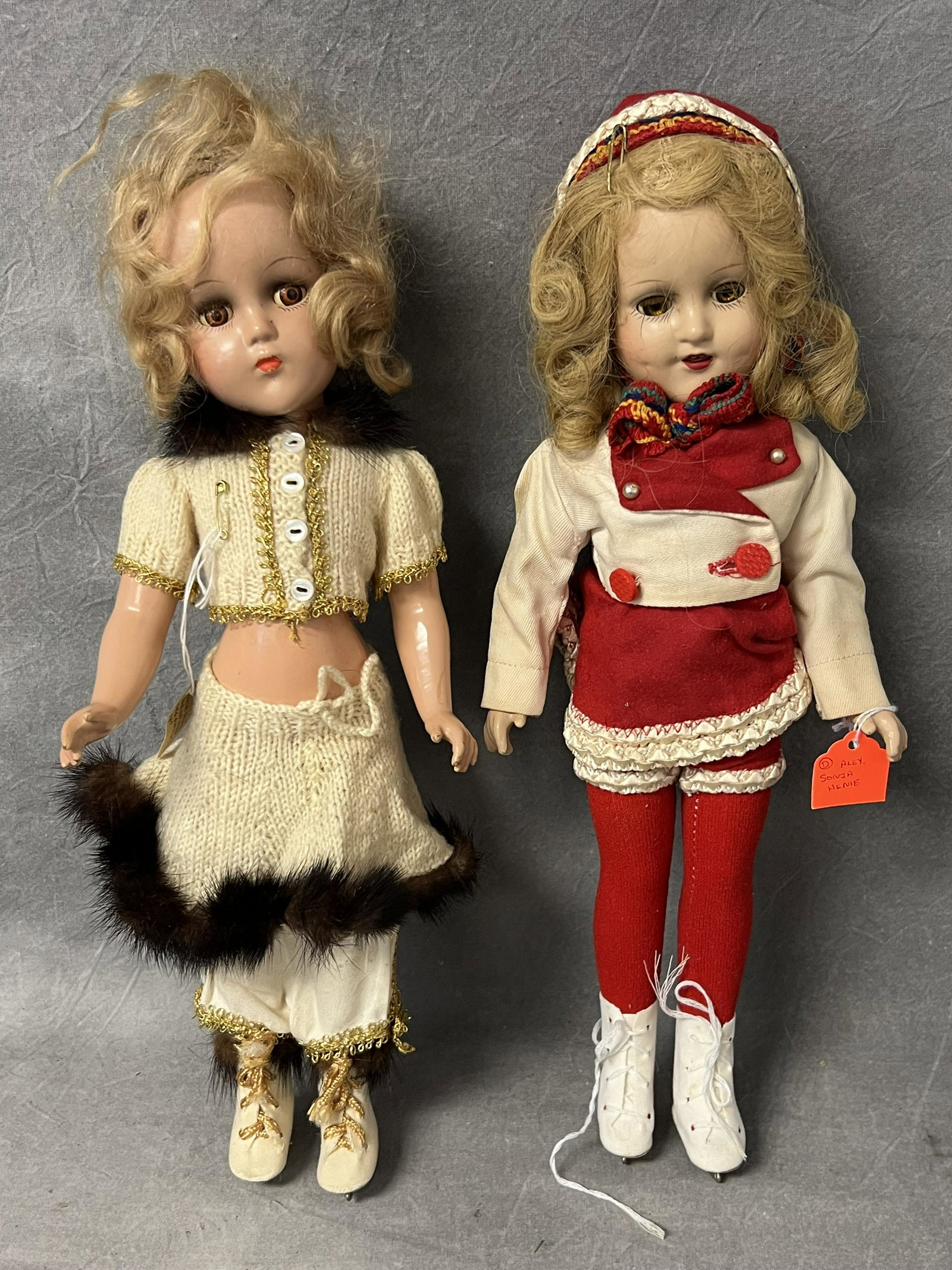 (2)Vtg Sonja Henie Skater Composition Dolls - Original Outfits - Madame Alexander & R+B (1 of 6)